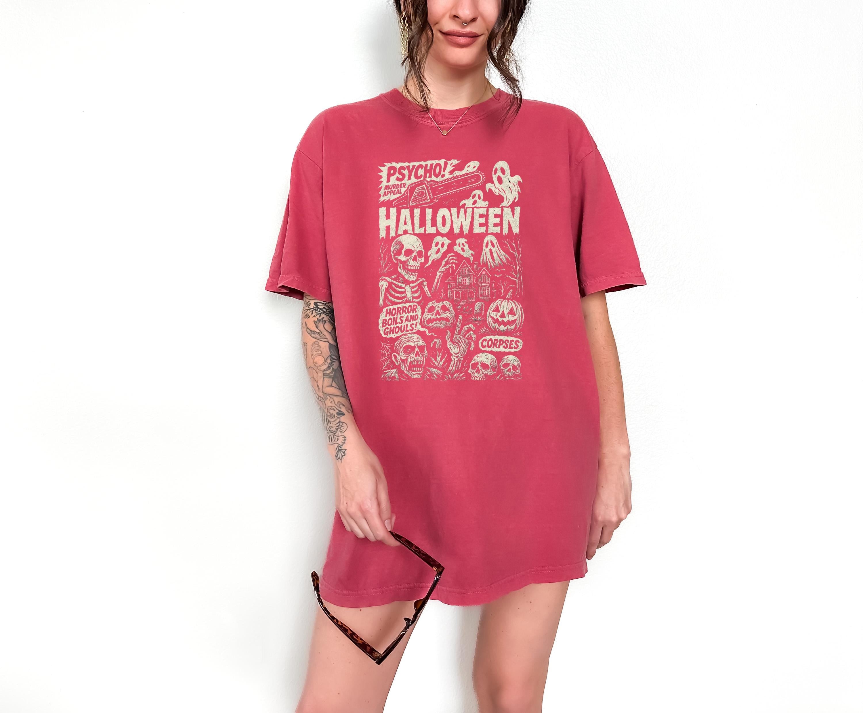 Spooky Halloween Comfort Colors Shirt, October 31st, Monsters Ghosts Jack O Lantern Design