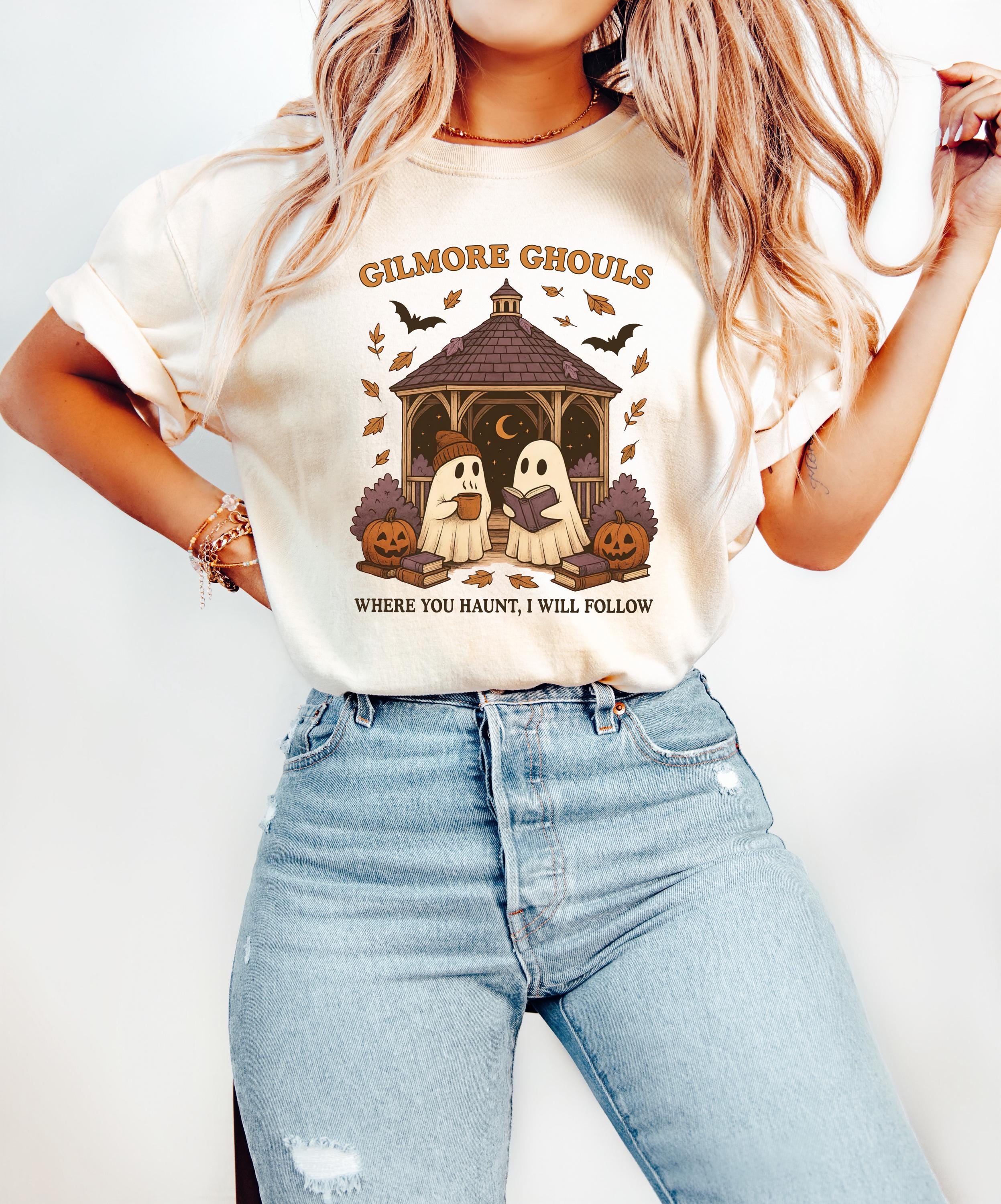 Gilmore Ghouls Comfort Colors Shirt, Cute Ghost With Coffee Halloween Shirt, Where You Haunt I Will Follow