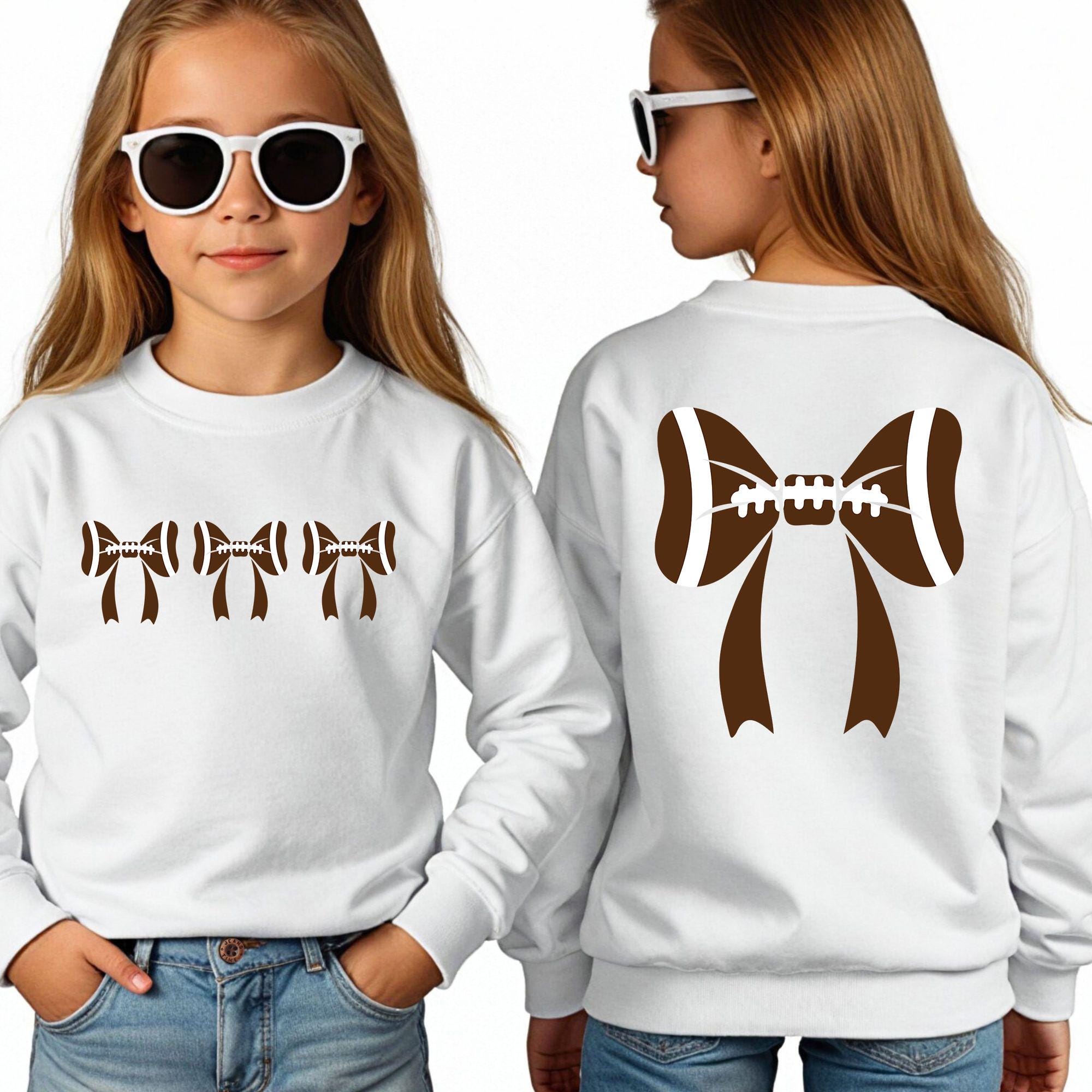 Youth Football Sweater, Cute Football Bow Design
