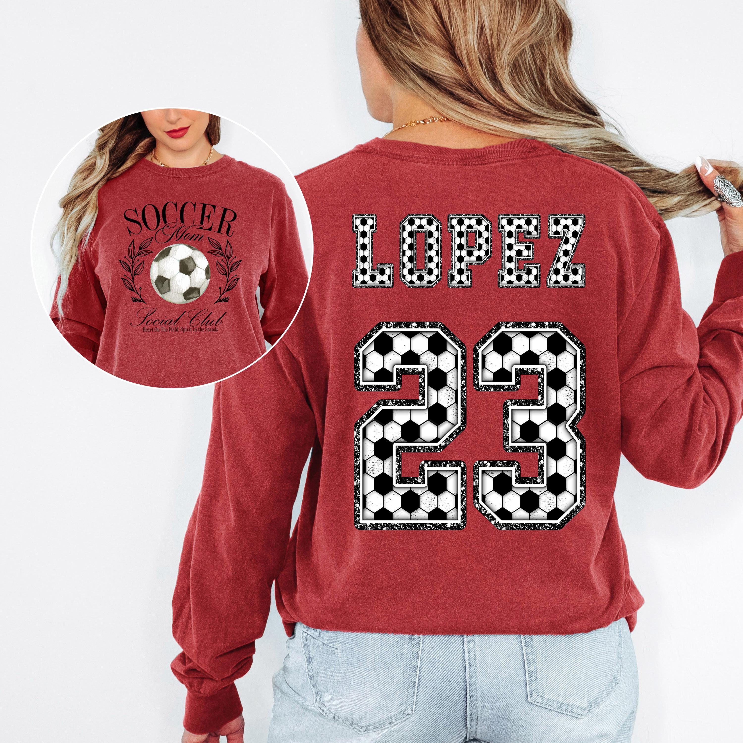 Custom Name / Number Long Sleeve Retro Comfort Colors Shirt, Soccer Design, Sideline Social Club