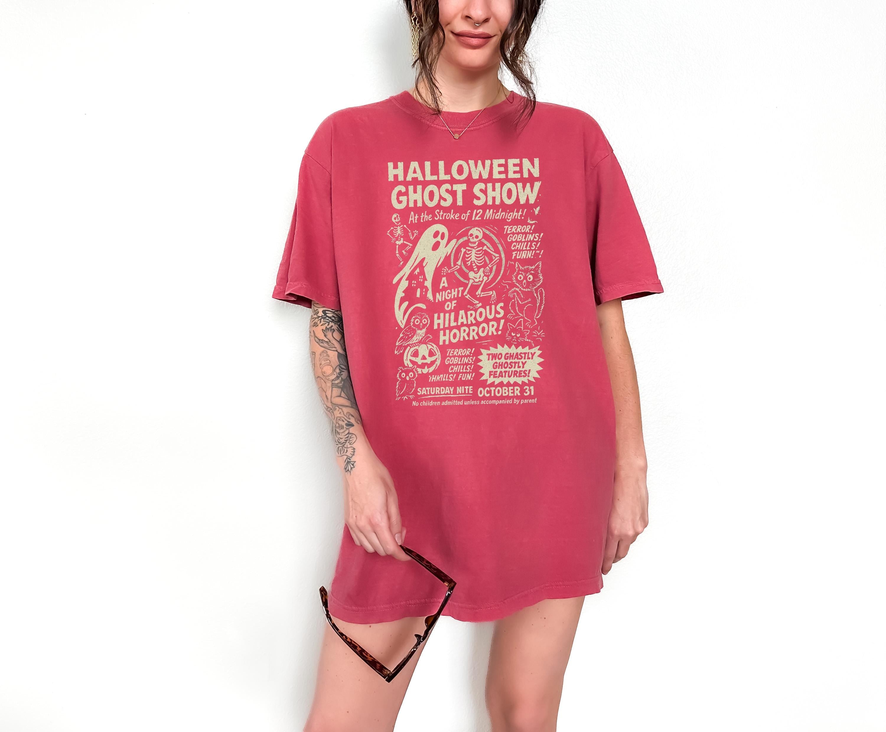 Halloween Ghost Show Halloween Comfort Colors Tee Retro Spooky Collage Tee Fall Shirt Autumn T Shirt October 31st, Hallows Eve