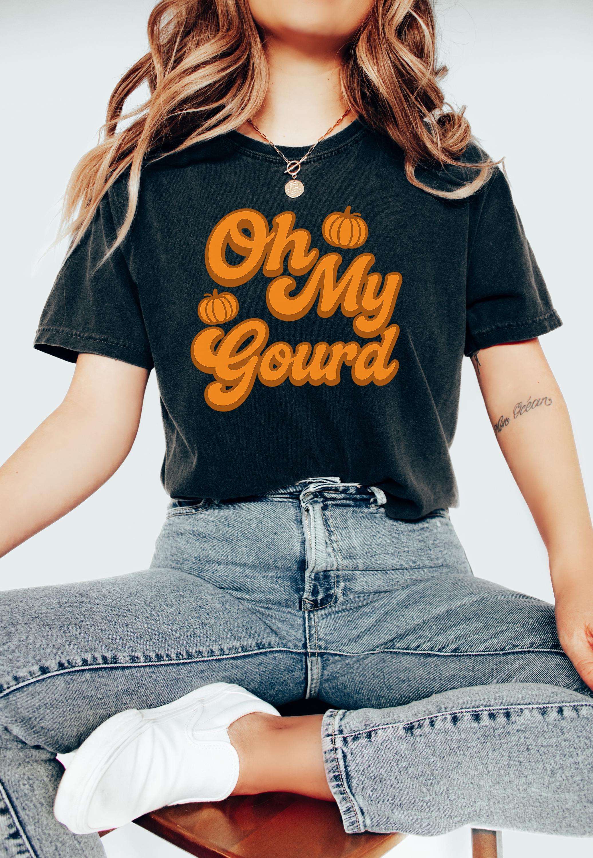 Oh My Gourd Funny Thanksgiving Comfort Colors Shirt, Fall Pumpkin Shirt, Pumpkin Design, Retro Fall Tshirt, Autumn Tee