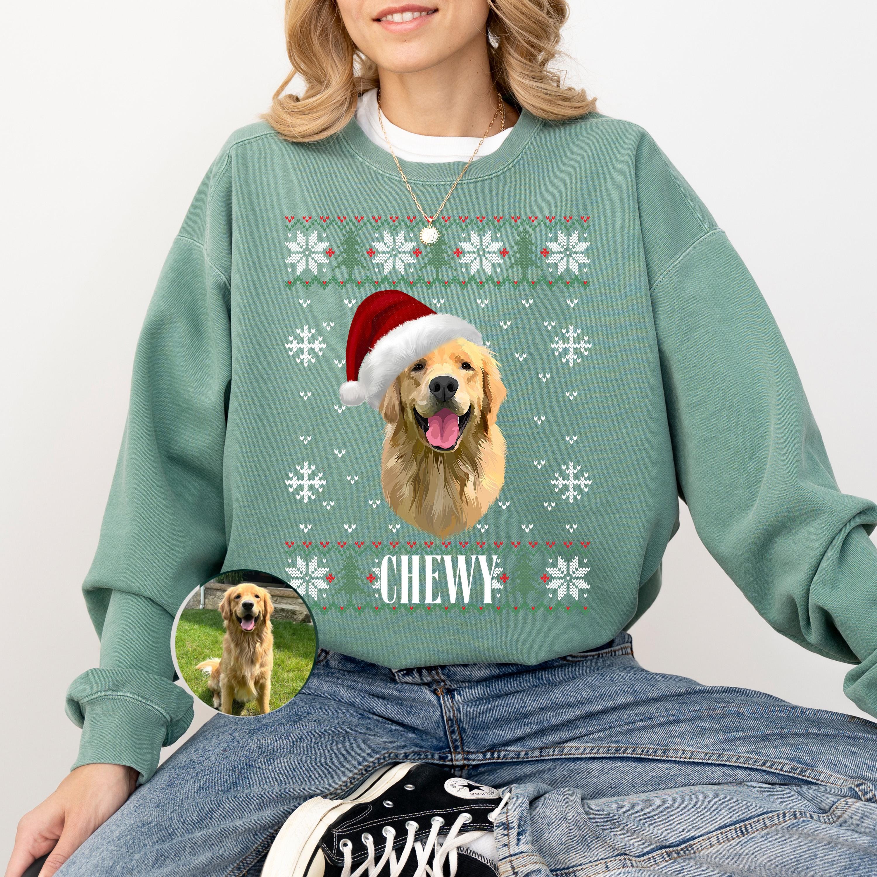 Comfort Colors Custom Dog Sweatshirt, Custom Pet Christmas Ugly Sweater, Custom Dog Christmas Sweater, Mom Sweater, Ugly Christmas Sweater
