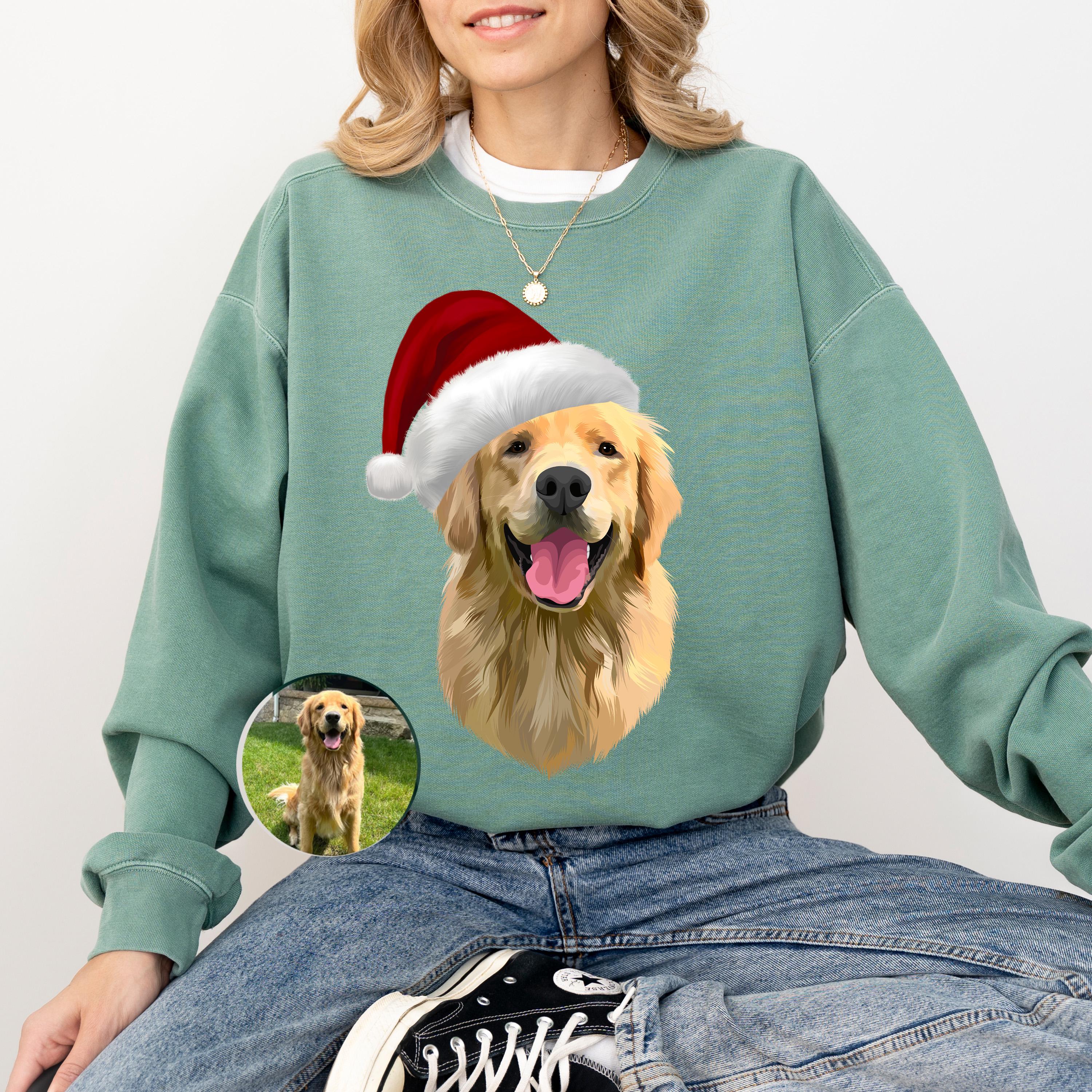 Comfort Colors Custom Dog Sweatshirt, Custom Pet Christmas Ugly Sweater, Custom Dog Christmas Sweater, Mom Sweater, Christmas Sweater, Santa