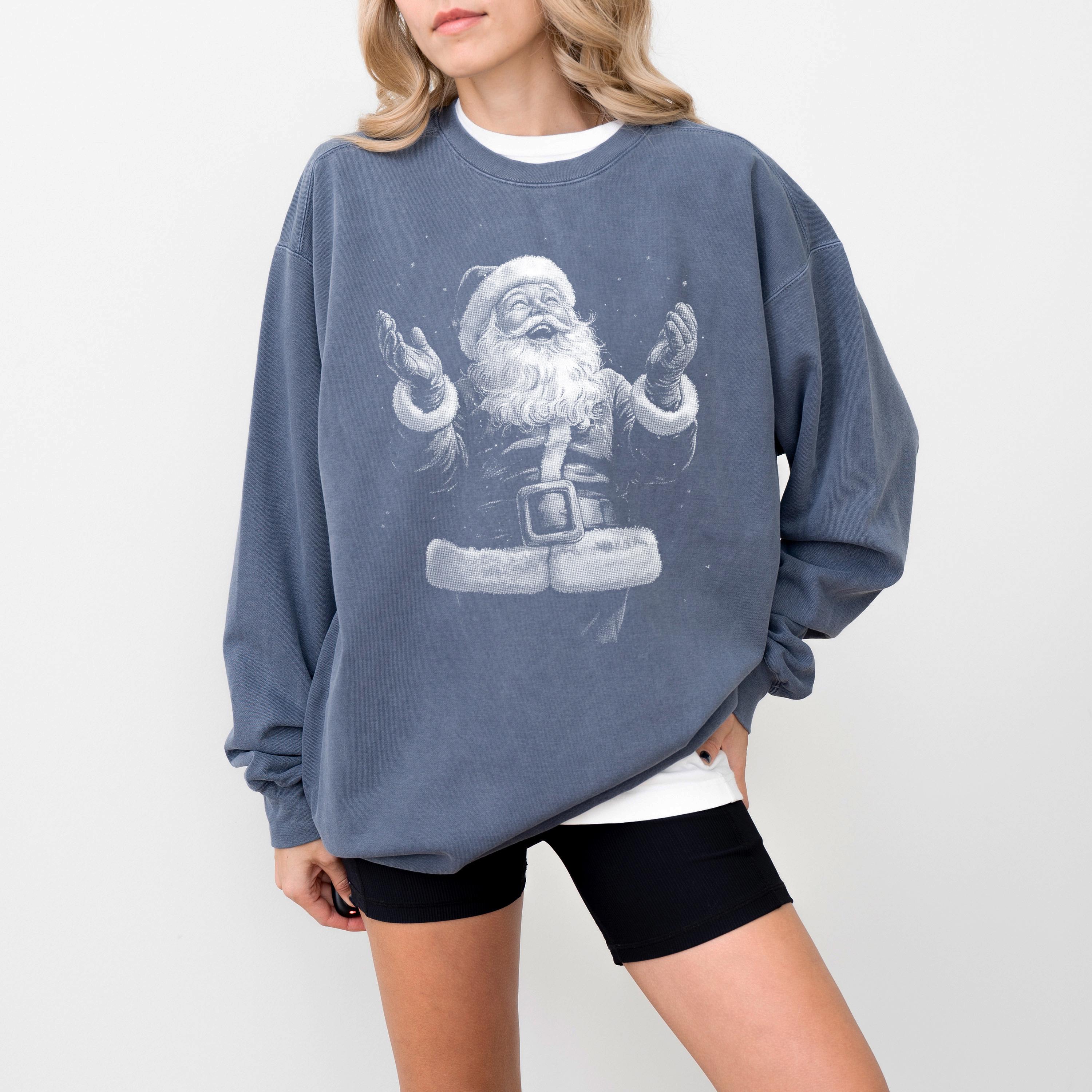 Vintage Christmas Comfort Colors Sweatshirt: Santa Christmas Sweater, Nostalgic Christmas