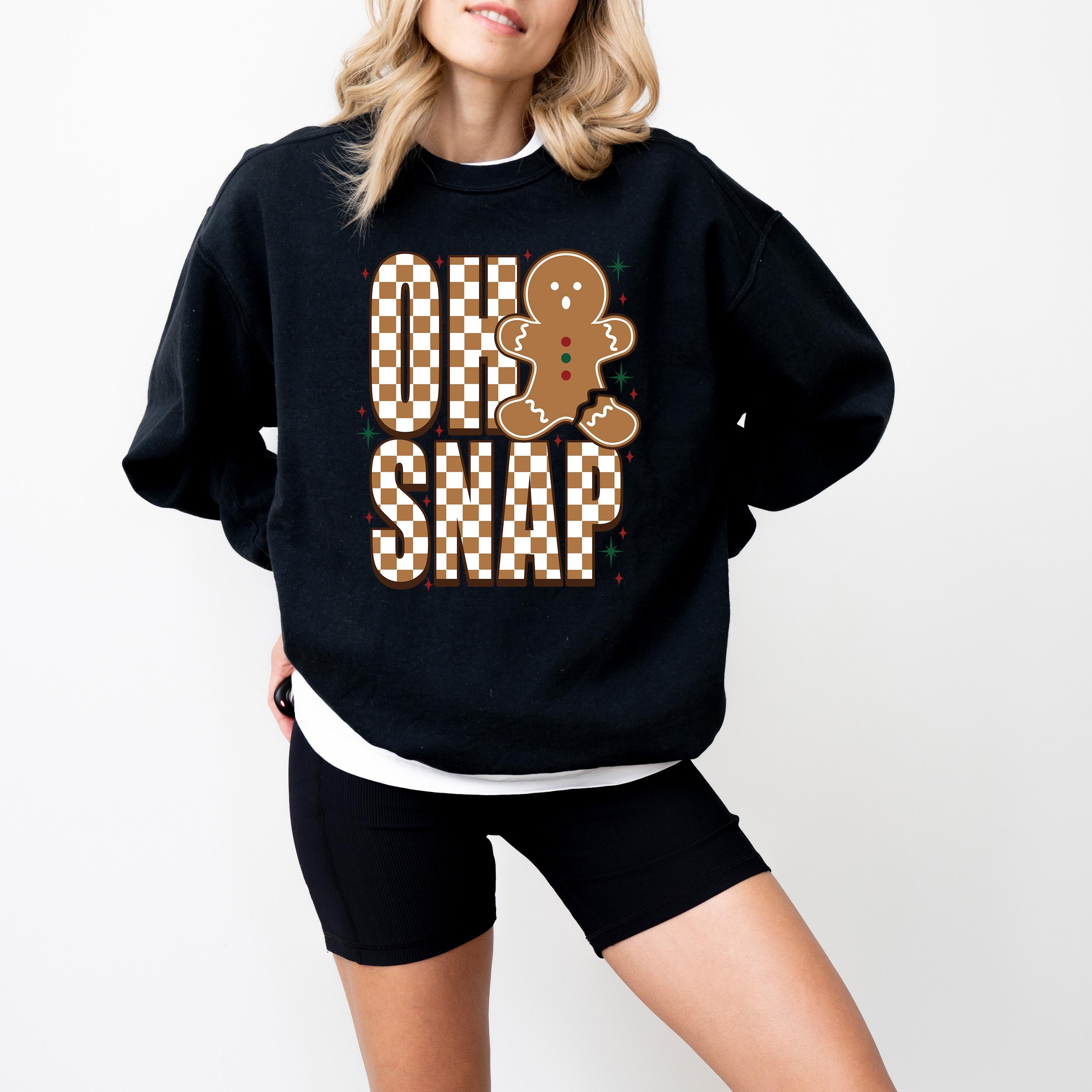 Gingerbread Man Comfort Colors Sweatshirt: Retro Christmas Design, Oh Snap Christmas Sweater, Holiday Crewneck, Checkered Design