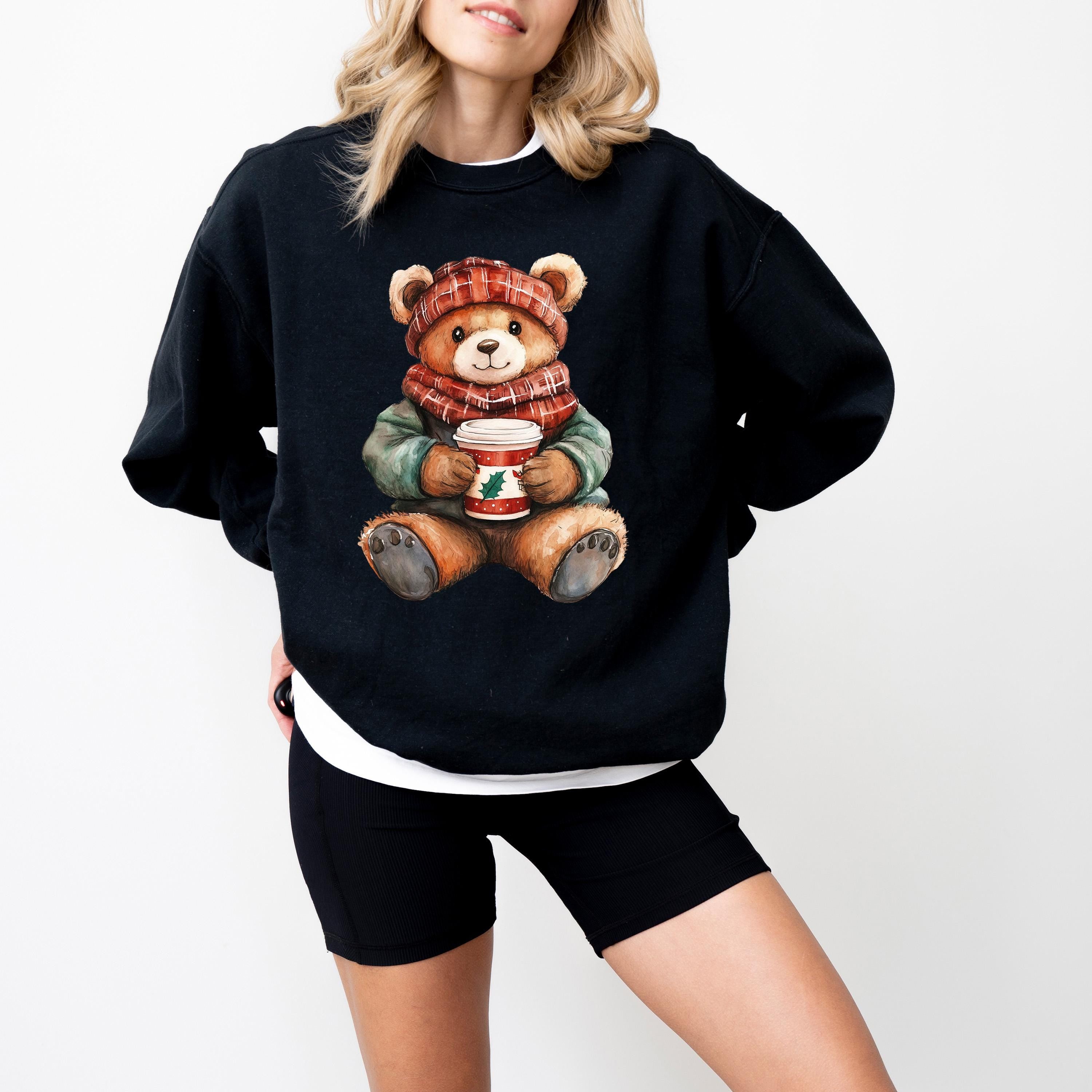 Comfort Colors Sweatshirt: Nostalgic Christmas Teddy Bear, Retro Christmas Design, Christmas Sweater, Holiday Crewneck, Vintage Winter Shirt