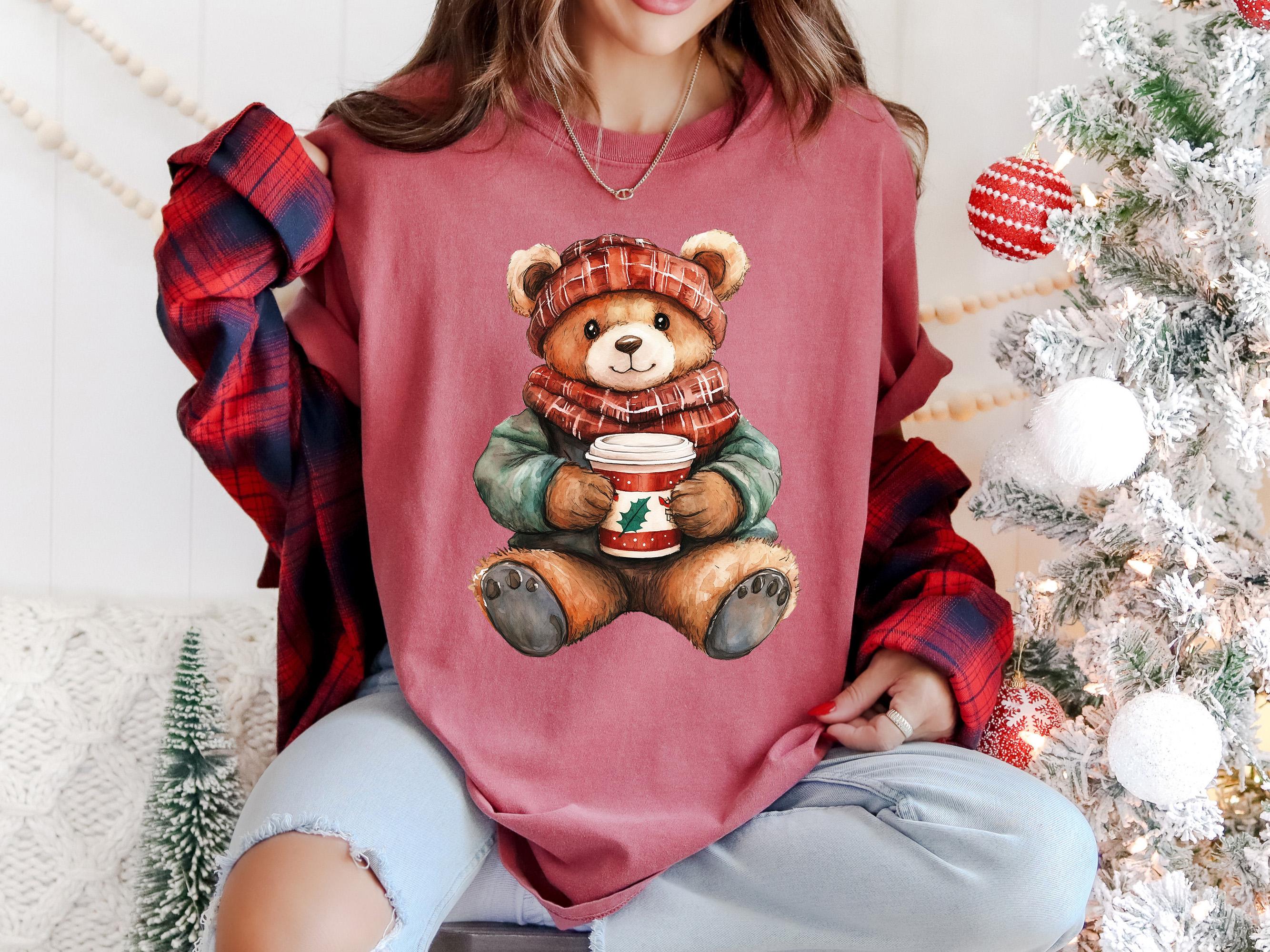 Christmas Teddy Bear Comfort Colors Shirt, Nostalgic Christmas TShirt, Holiday Shirt, Cozy Tee, Christmas Design, RL Christmas,