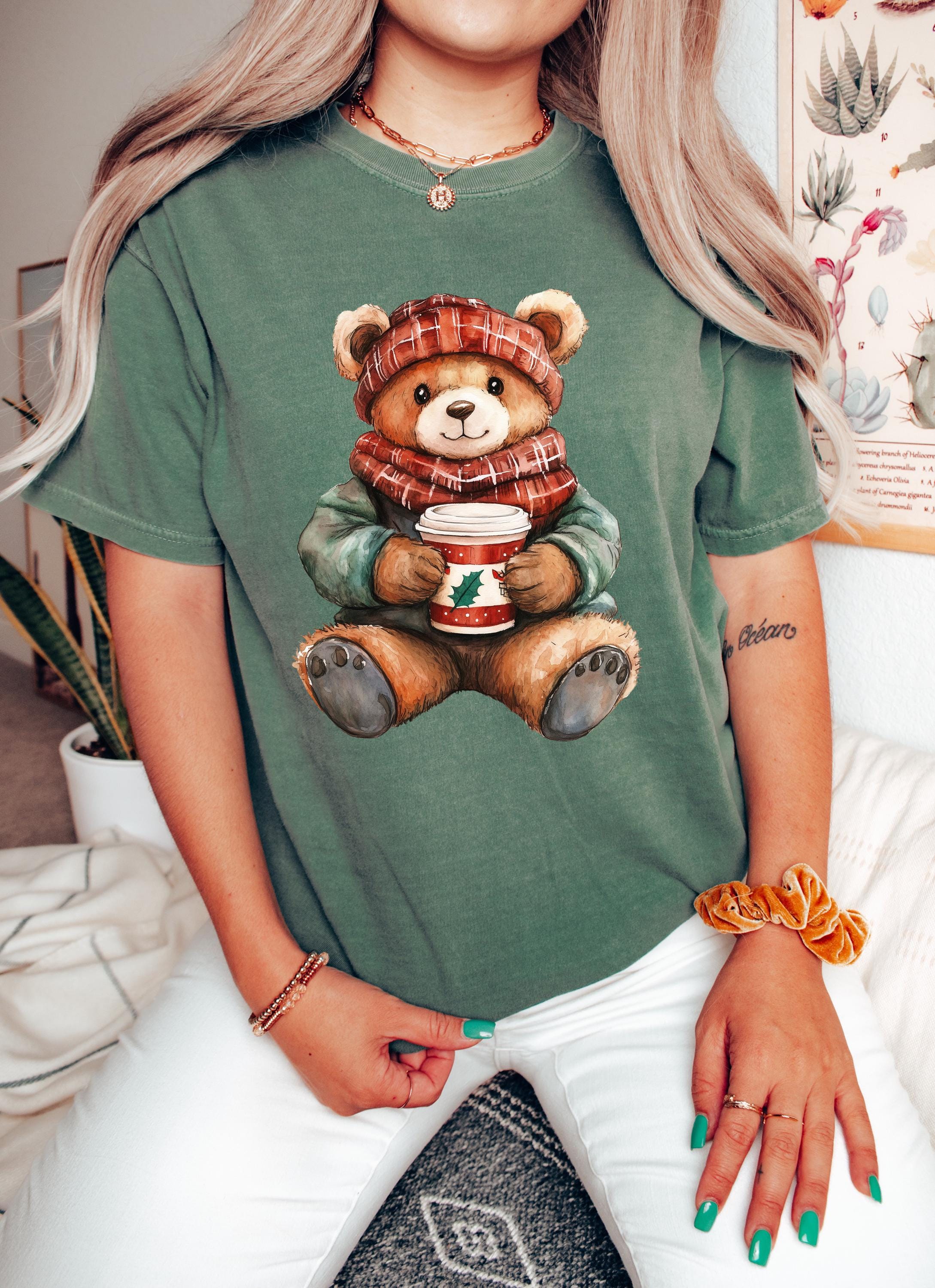 Christmas Teddy Bear Comfort Colors Shirt, Nostalgic Christmas TShirt, Holiday Shirt, Cozy Tee, Christmas Design, RL Christmas,