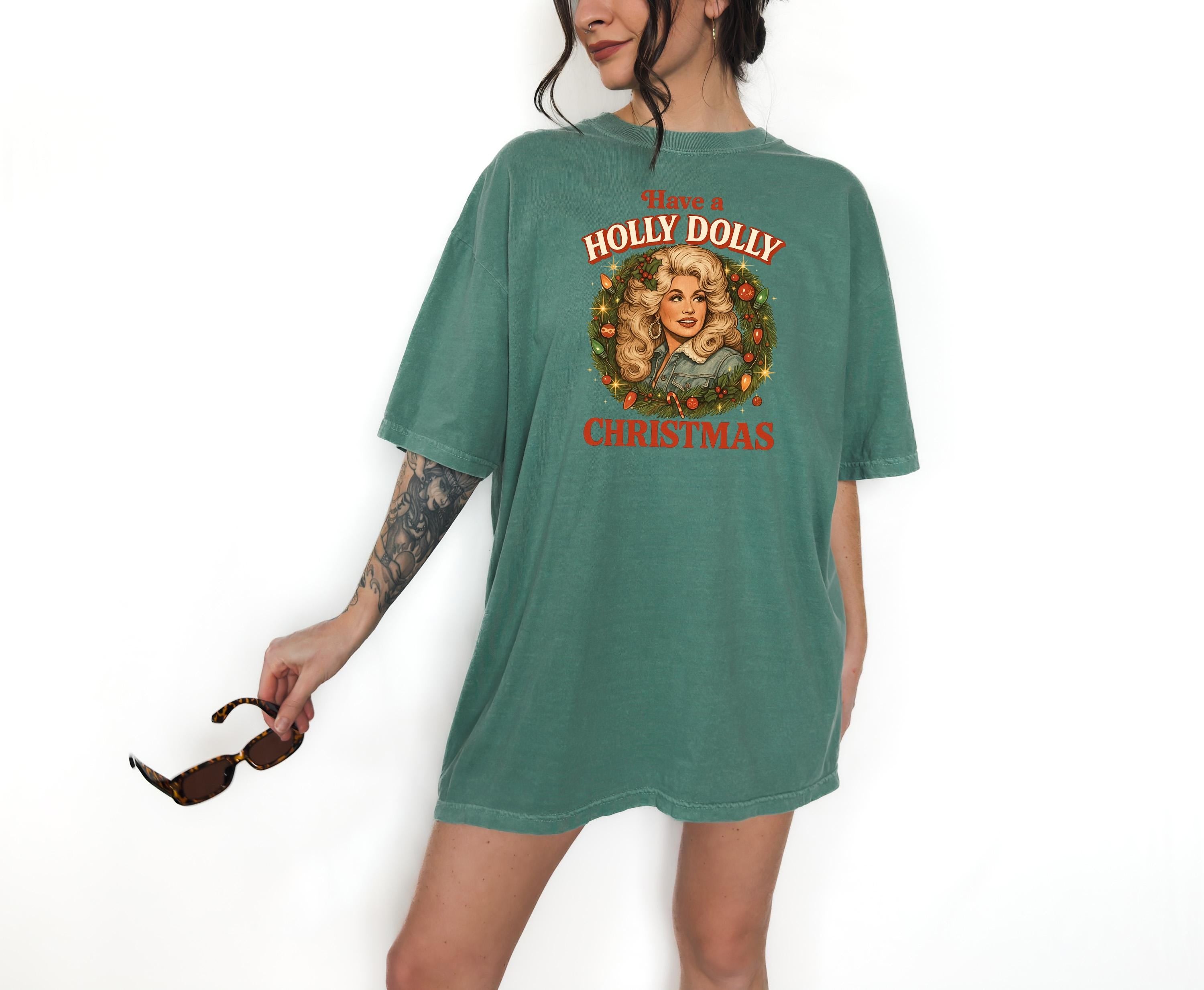 Holly Dolly Christmas Comfort Colors Shirt, Nostalgic Christmas TShirt, Retro Holiday Shirt, Cozy Tee, Christmas Design, RL Christmas,