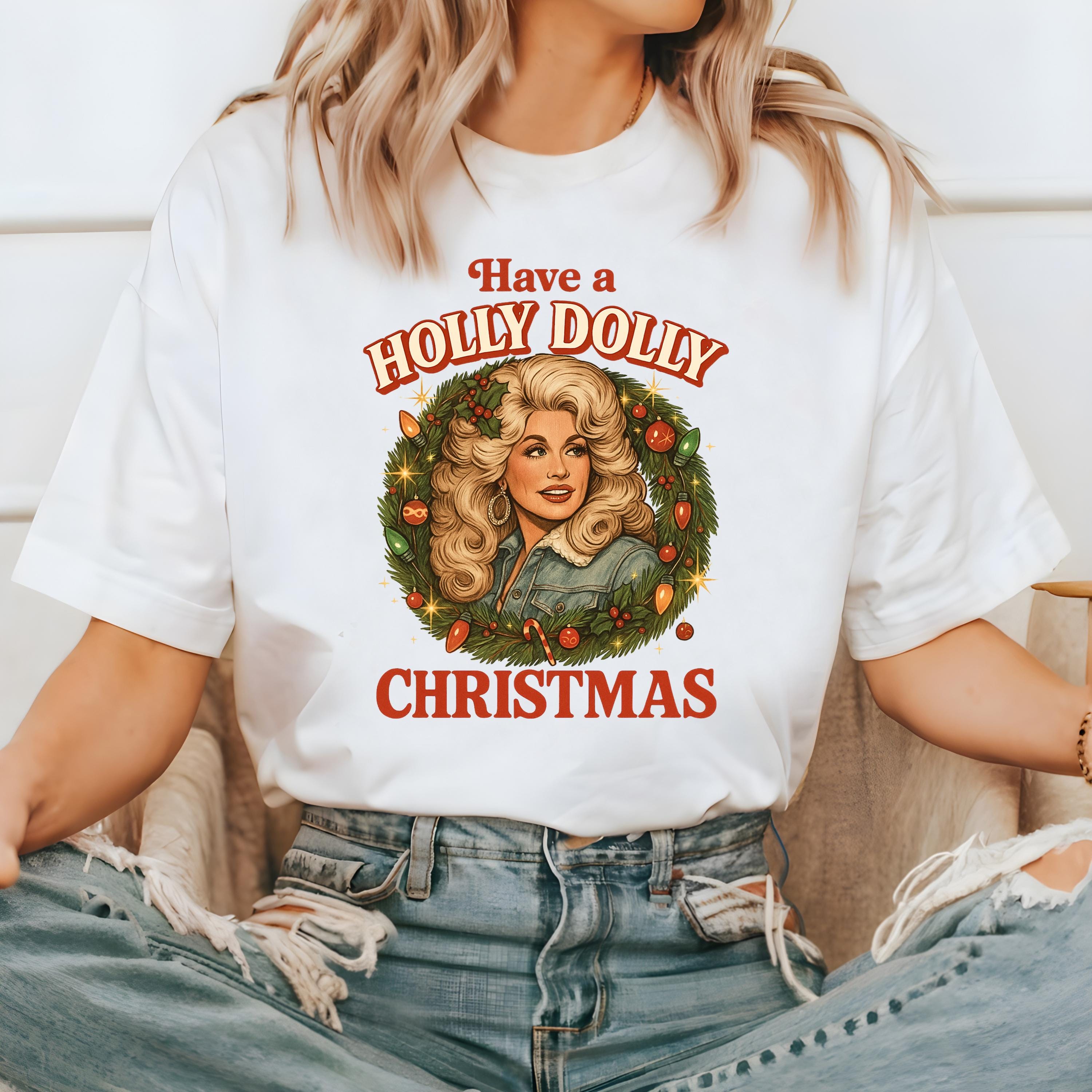 Holly Dolly Christmas Comfort Colors Shirt, Nostalgic Christmas TShirt, Retro Holiday Shirt, Cozy Tee, Christmas Design, RL Christmas,