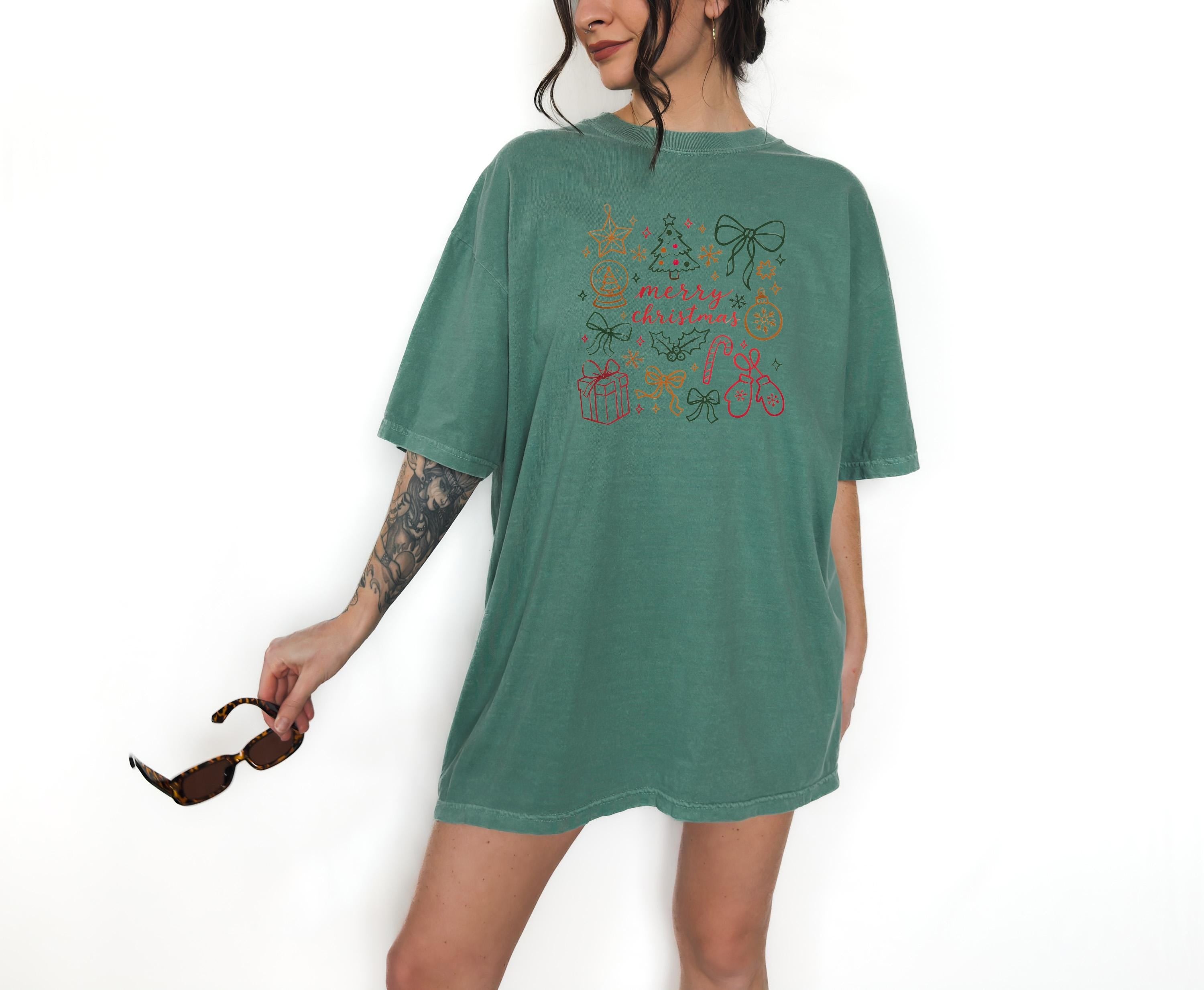 Christmas Collage Comfort Colors Shirt, Girly Christmas TShirt, Holiday Shirt, Cozy Tee, Christmas Design, Pink Design, 2025 Christmas