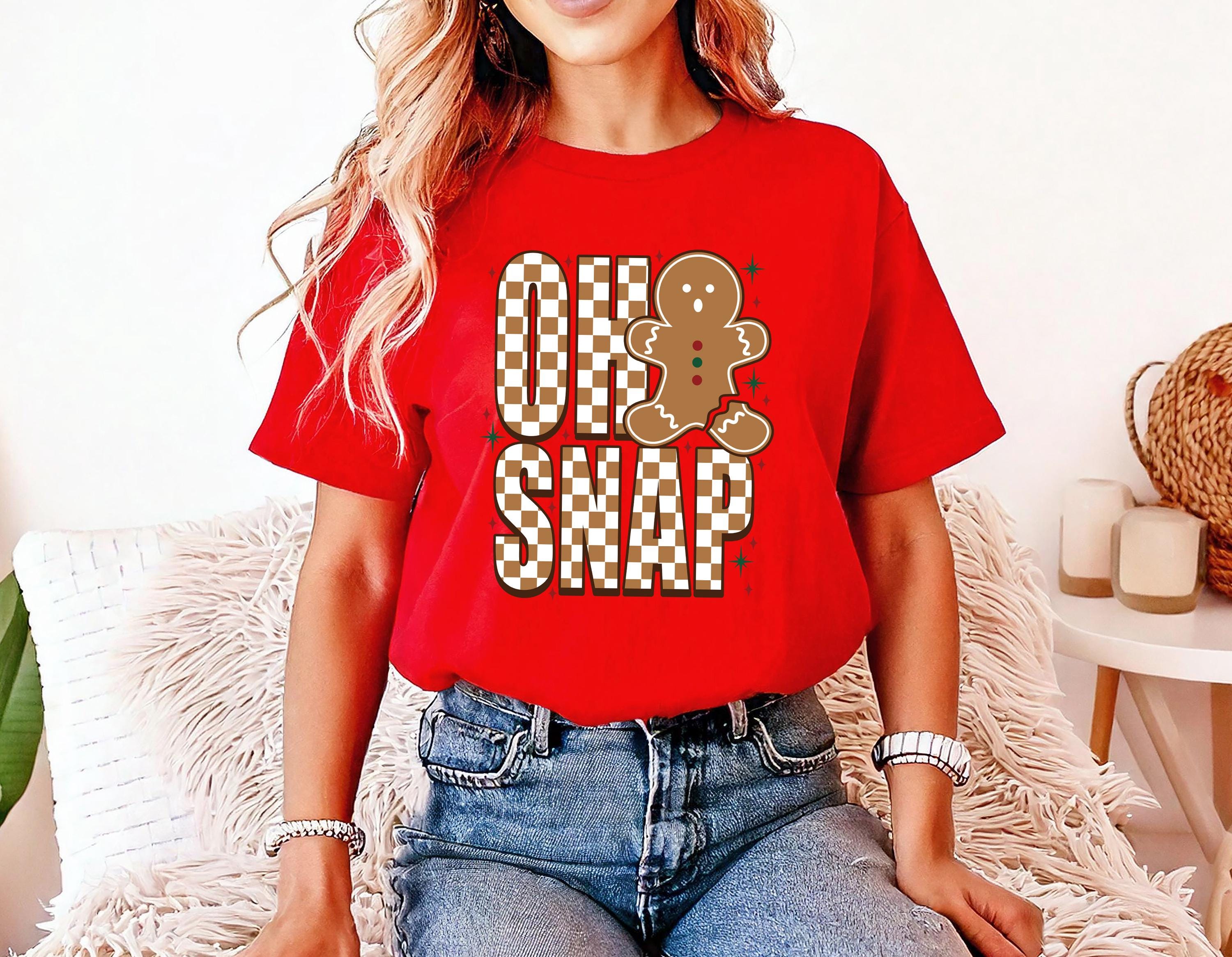 Oh Snap: Comfort Colors Shirt, Christmas Martini TShirt, Holiday Red Bow Shirt, Cozy Tee, Christmas Ginger Bread Man Cookie Design