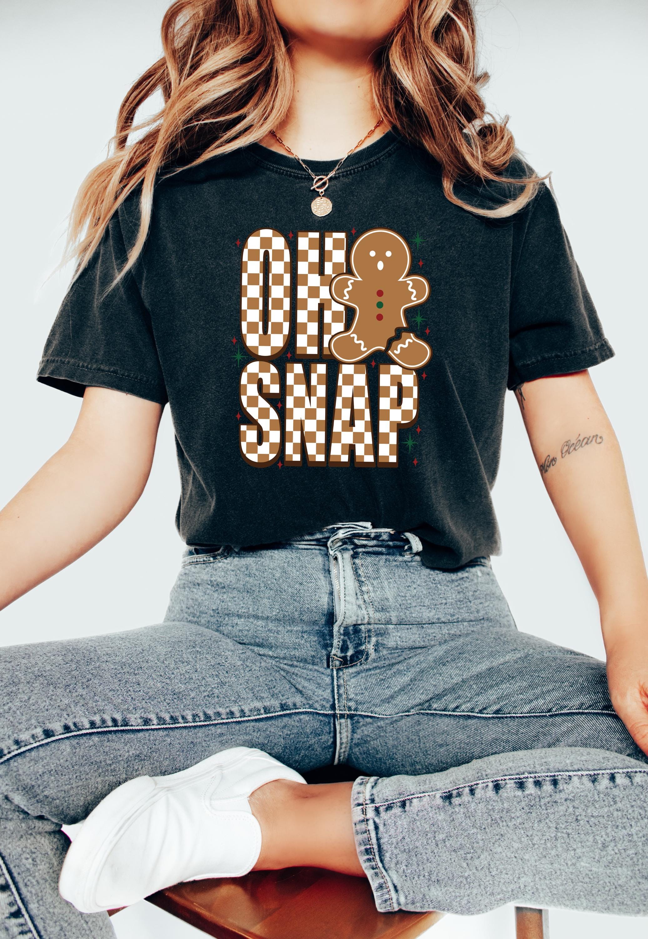 Oh Snap: Comfort Colors Shirt, Christmas Martini TShirt, Holiday Red Bow Shirt, Cozy Tee, Christmas Ginger Bread Man Cookie Design
