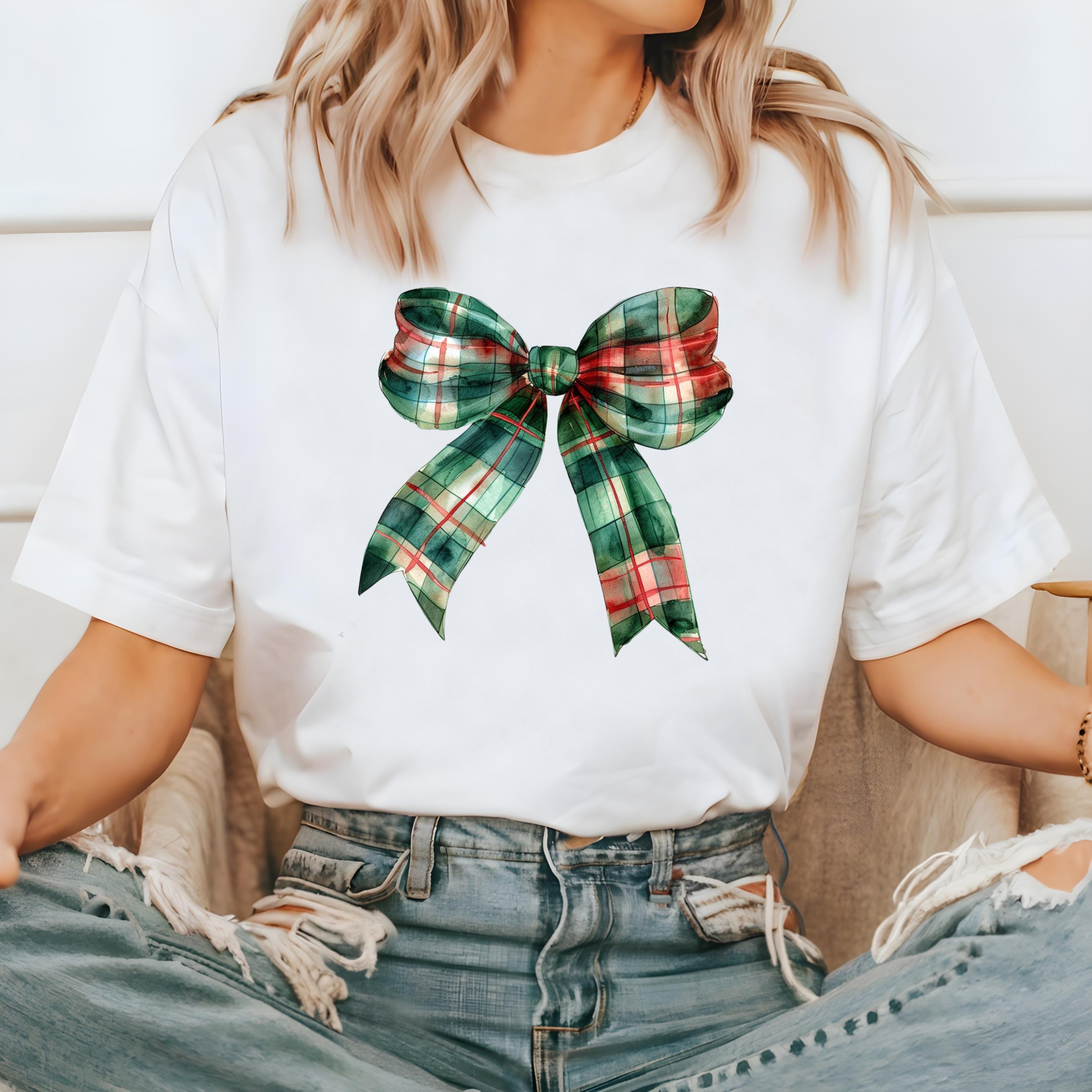 Christmas Plaid Comfort Colors Shirt, Nostalgic Christmas TShirt, Holiday Shirt, Cozy T, Christmas Design, Green Bow Design, Christmas 2025