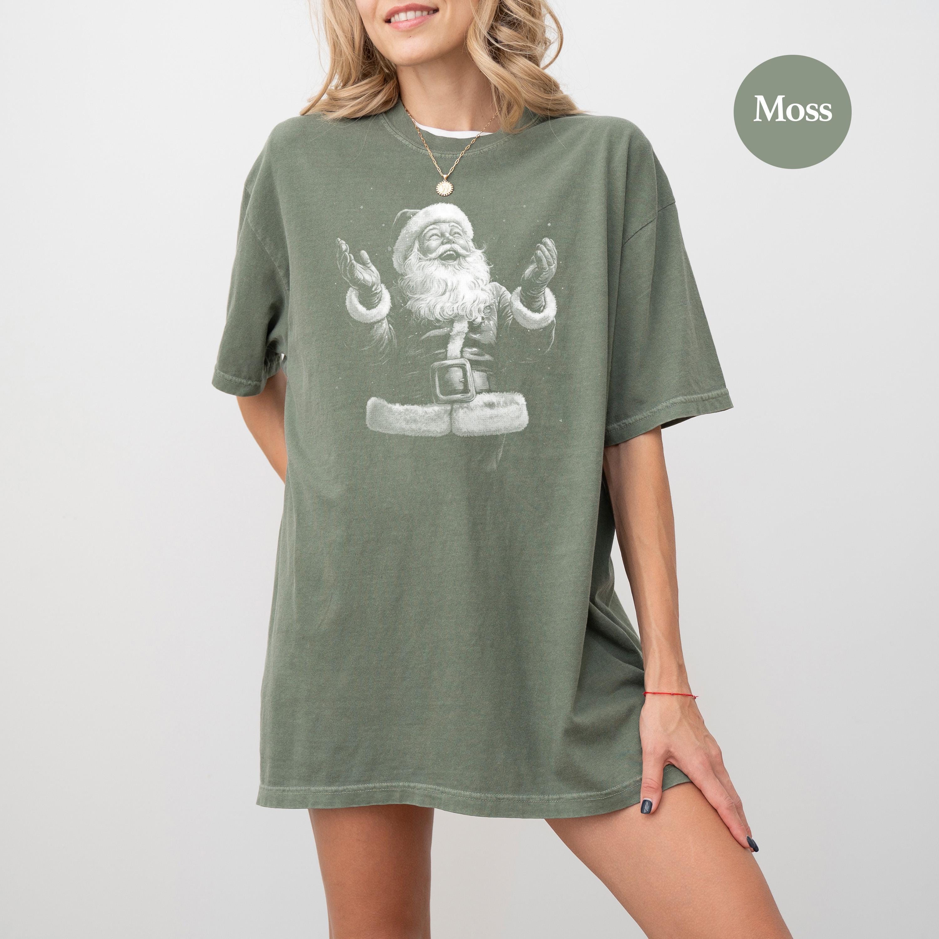 Retro Santa Outline Comfort Colors Shirt, Nostalgic Christmas TShirt, Unisex Holiday Shirt, Cozy T, Christmas Design, Christmas 2025