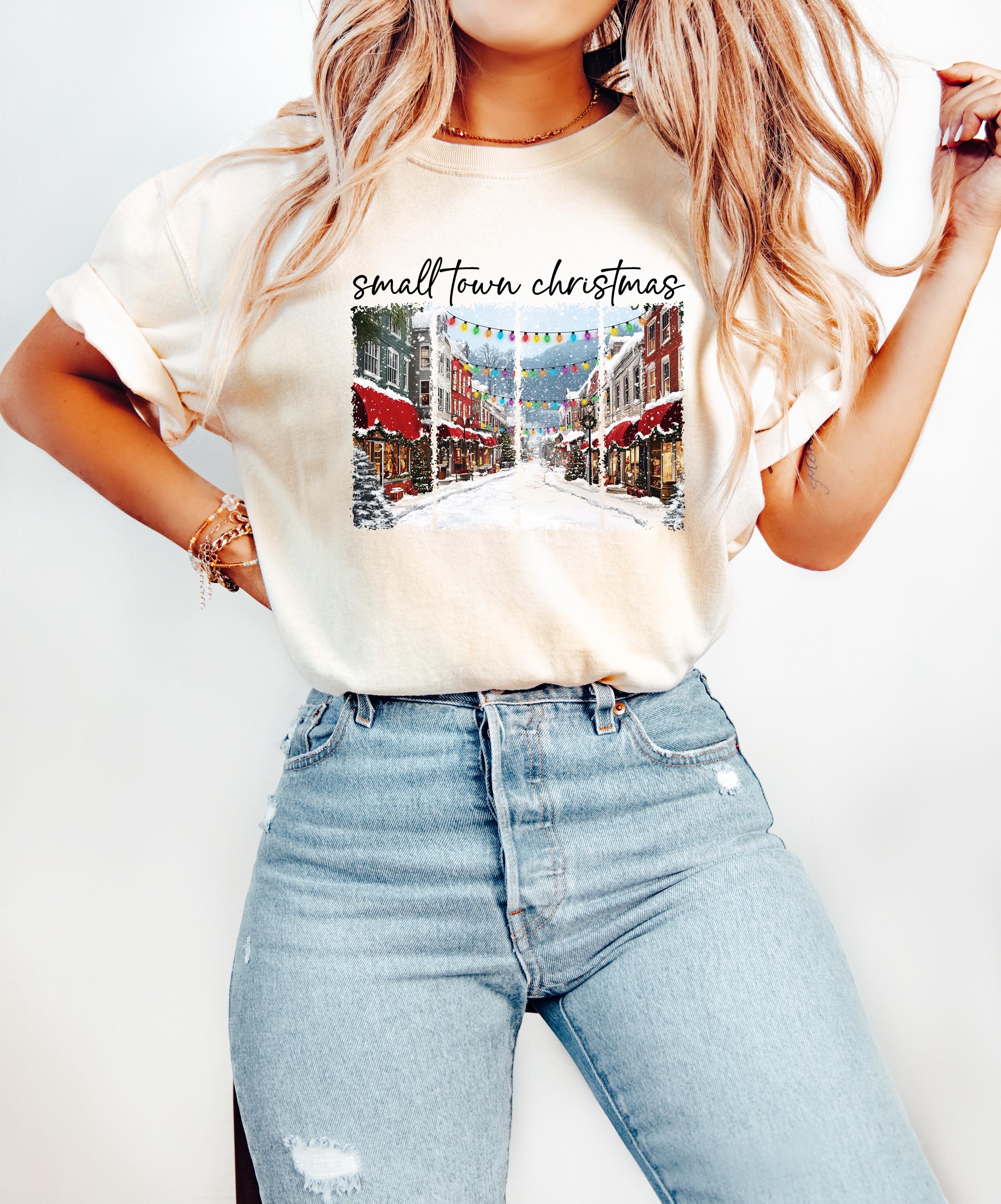 Small Town Christmas Comfort Colors Shirt, Nostalgic Christmas TShirt, Unisex Holiday Shirt, Cozy T, Christmas Design, Christmas 2025