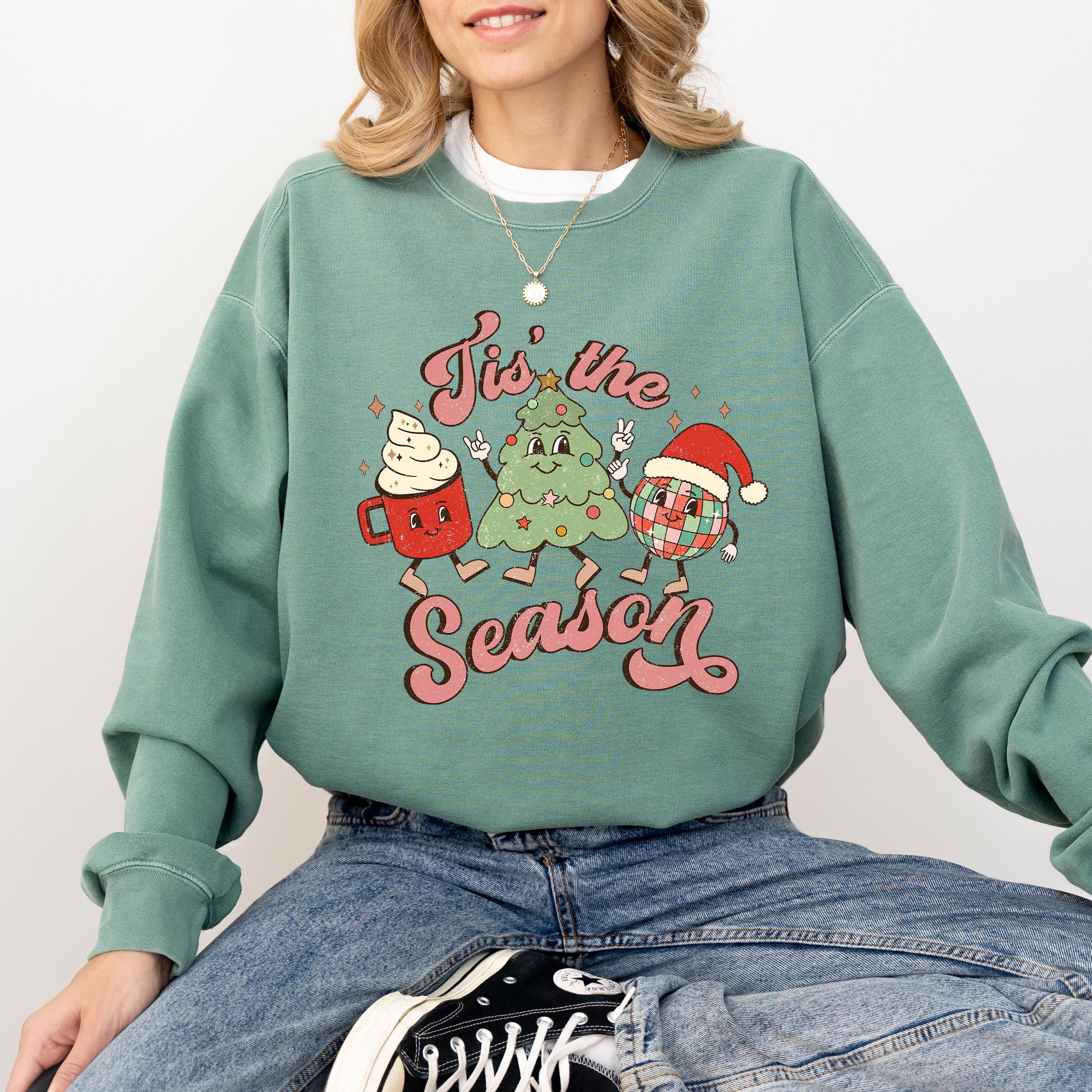Tis the Season Nostalgic Christmas Comfort Colors Sweatshirt: Retro Christmas Design, Christmas Tree Sweater, Holiday Crewneck,