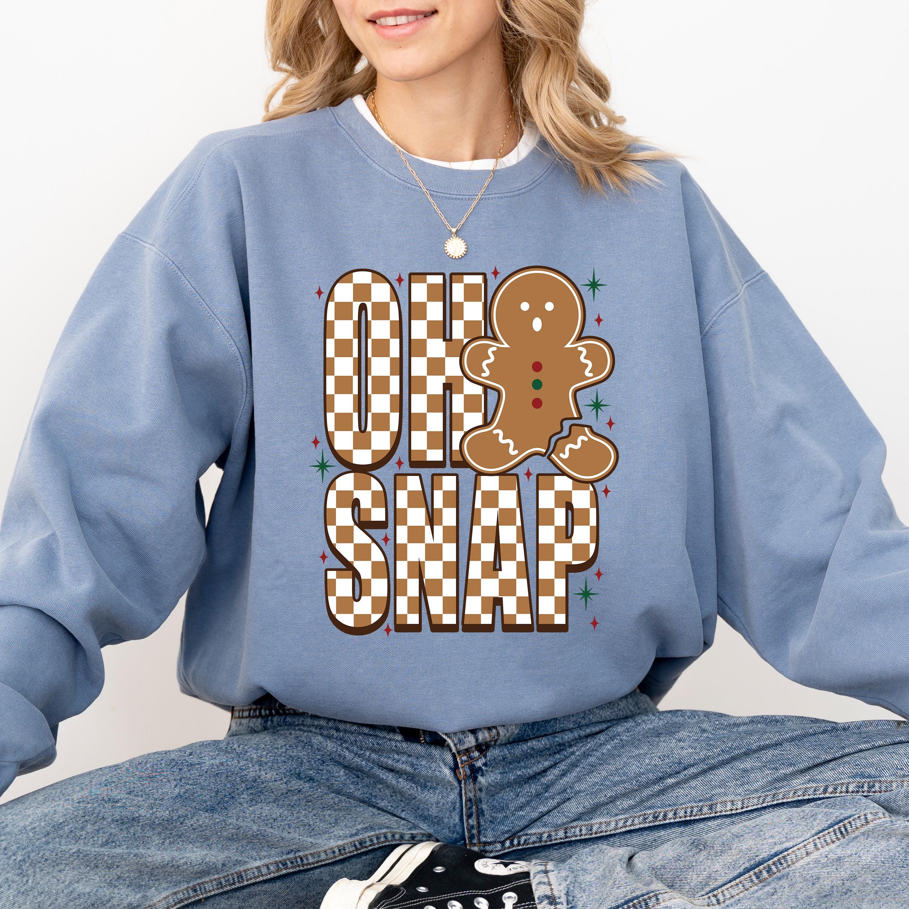 Gingerbread Man Comfort Colors Sweatshirt: Retro Christmas Design, Oh Snap Christmas Sweater, Holiday Crewneck, Checkered Design