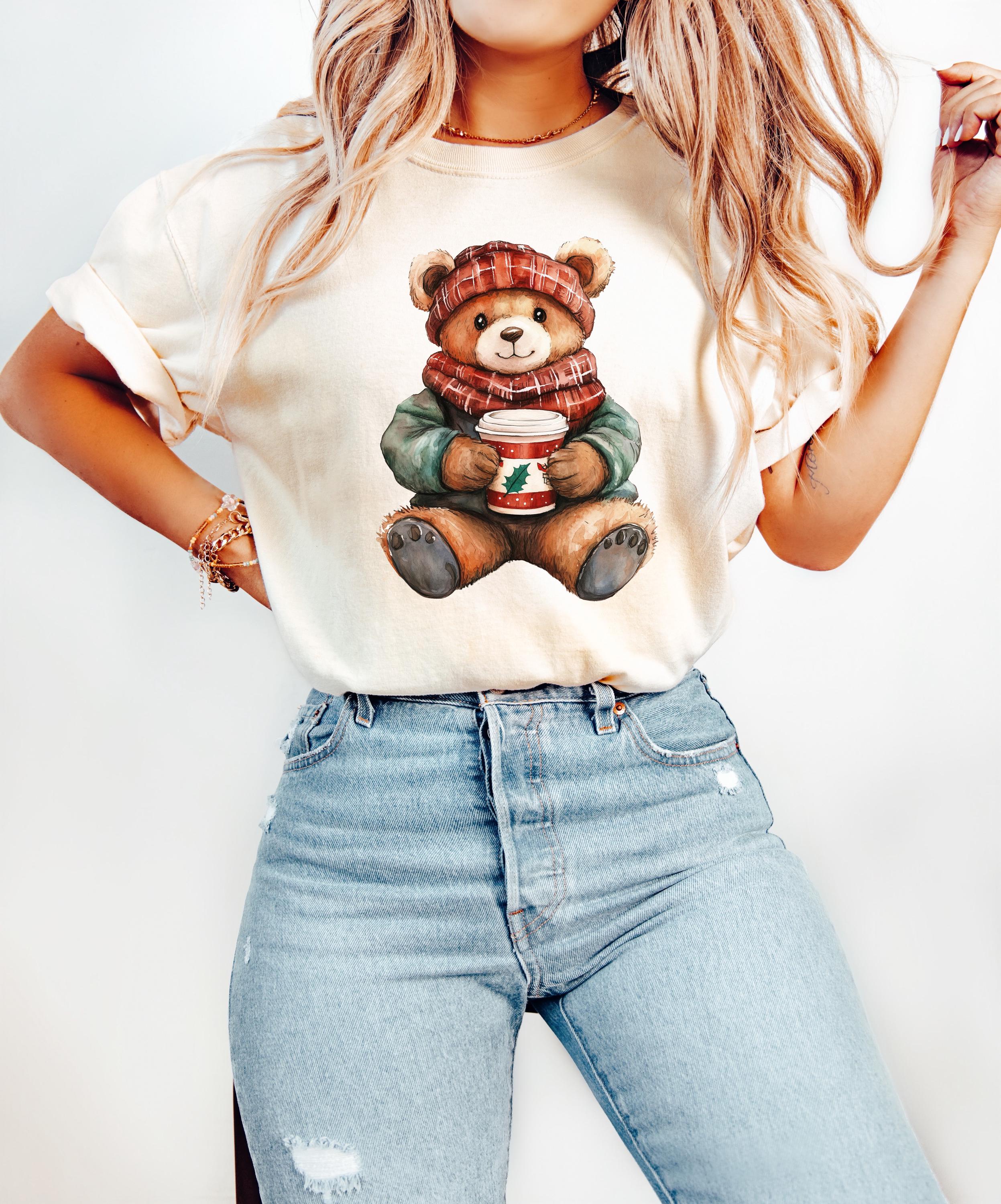Christmas Teddy Bear Comfort Colors Shirt, Nostalgic Christmas TShirt, Holiday Shirt, Cozy Tee, Christmas Design, RL Christmas,