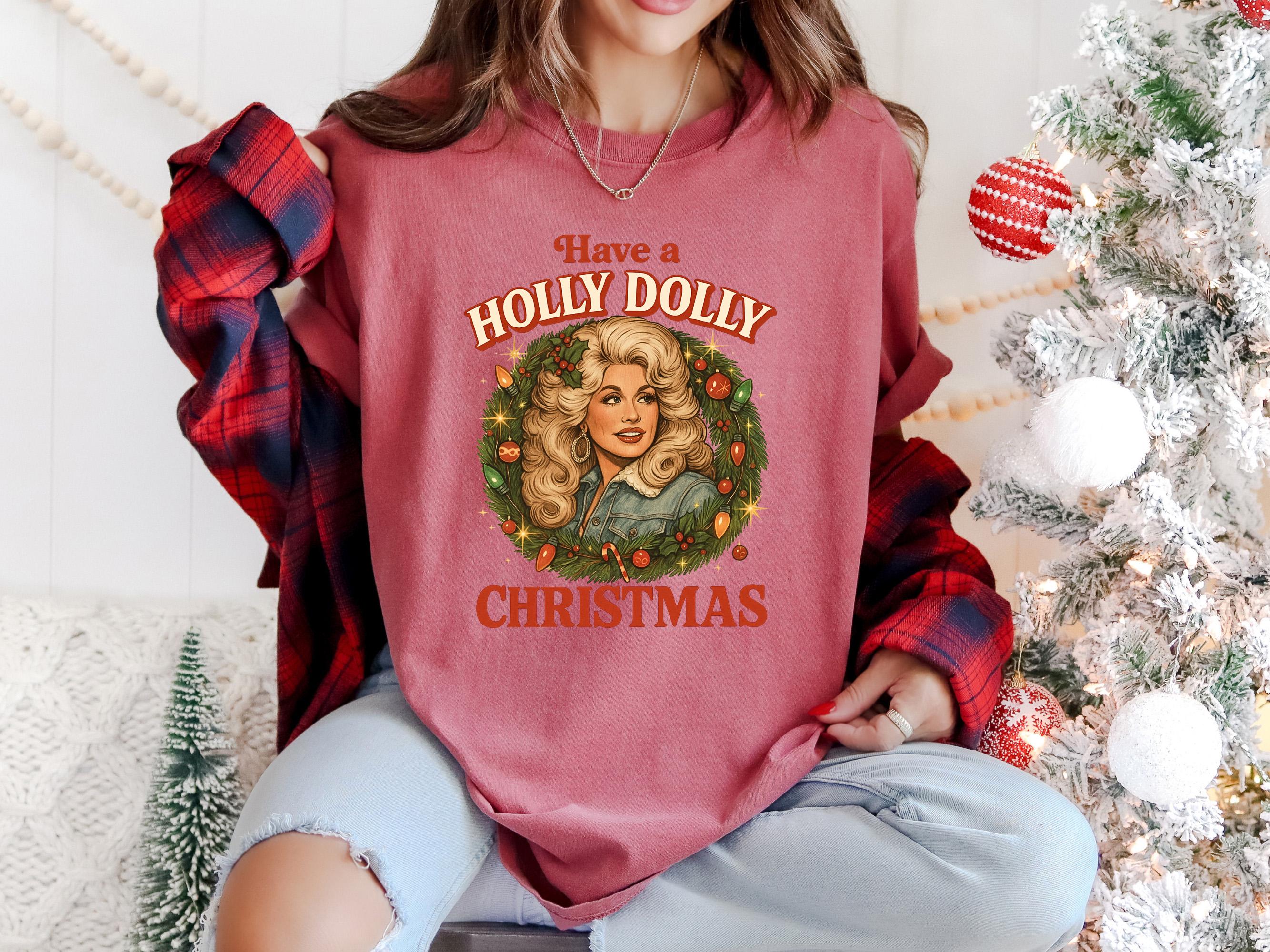 Holly Dolly Christmas Comfort Colors Shirt, Nostalgic Christmas TShirt, Retro Holiday Shirt, Cozy Tee, Christmas Design, RL Christmas,