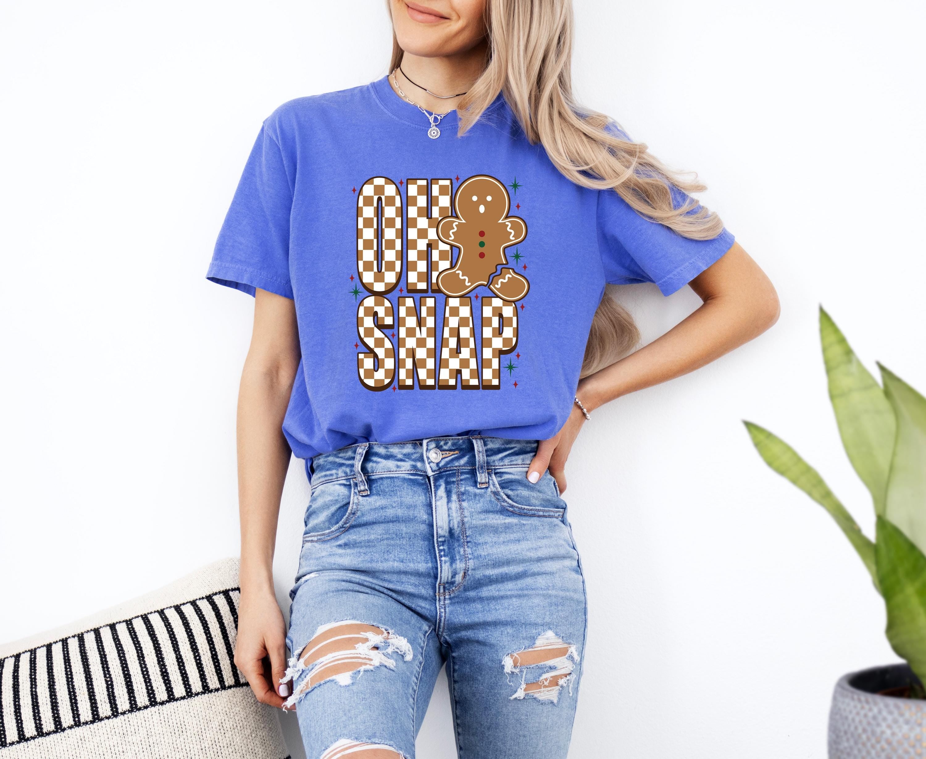Oh Snap: Comfort Colors Shirt, Christmas Martini TShirt, Holiday Red Bow Shirt, Cozy Tee, Christmas Ginger Bread Man Cookie Design