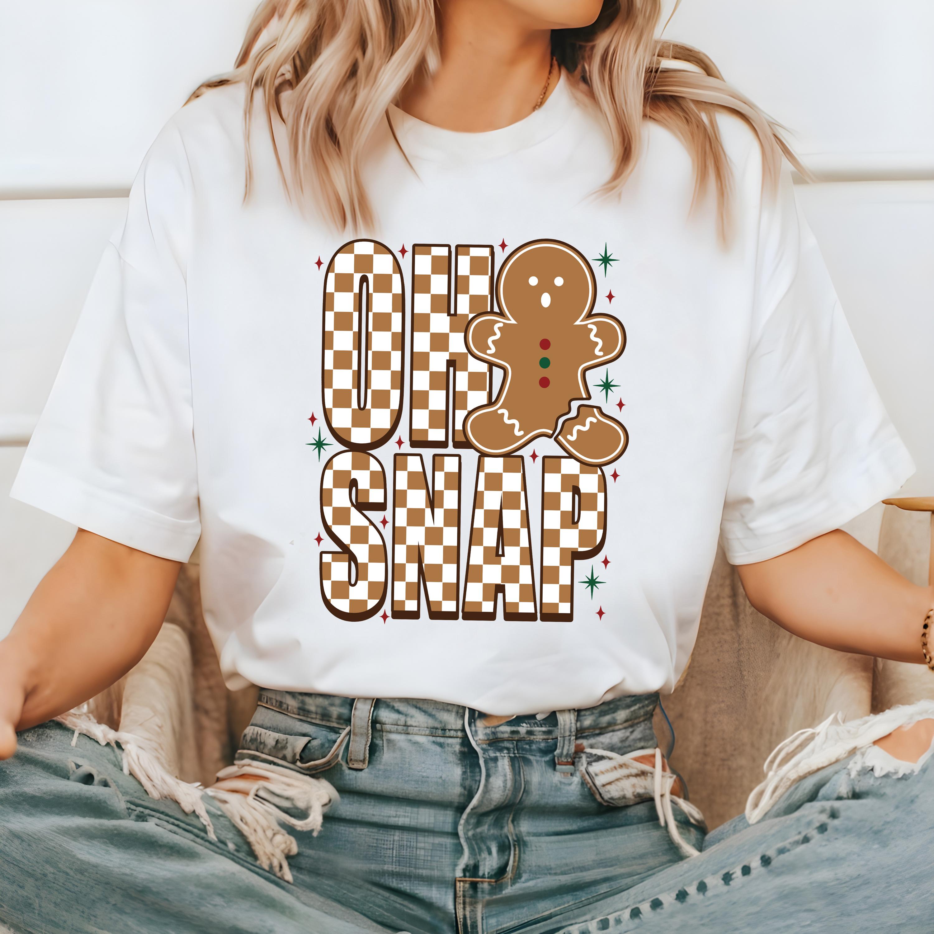 Oh Snap: Comfort Colors Shirt, Christmas Martini TShirt, Holiday Red Bow Shirt, Cozy Tee, Christmas Ginger Bread Man Cookie Design