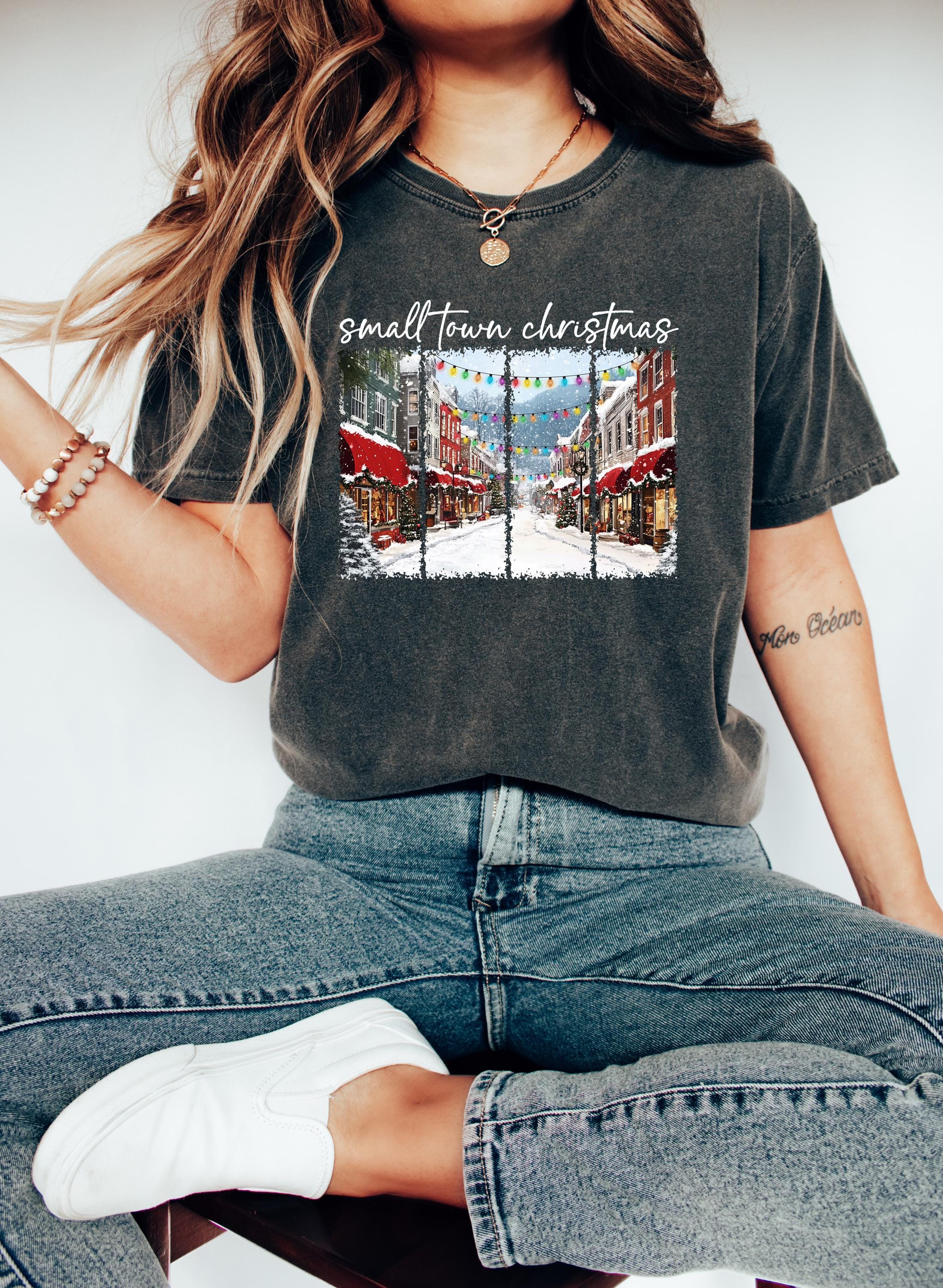 Nostalgic Comfort Colors Shirt, Small Town Christmas Retro Christmas TShirt, Unisex Holiday Shirt, Cozy T, Christmas Design, Christmas 2025