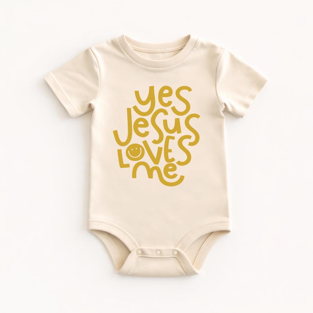 Yes Jesus Loves Me Newborn Bodysuit, Kids Jesus Christian Tee