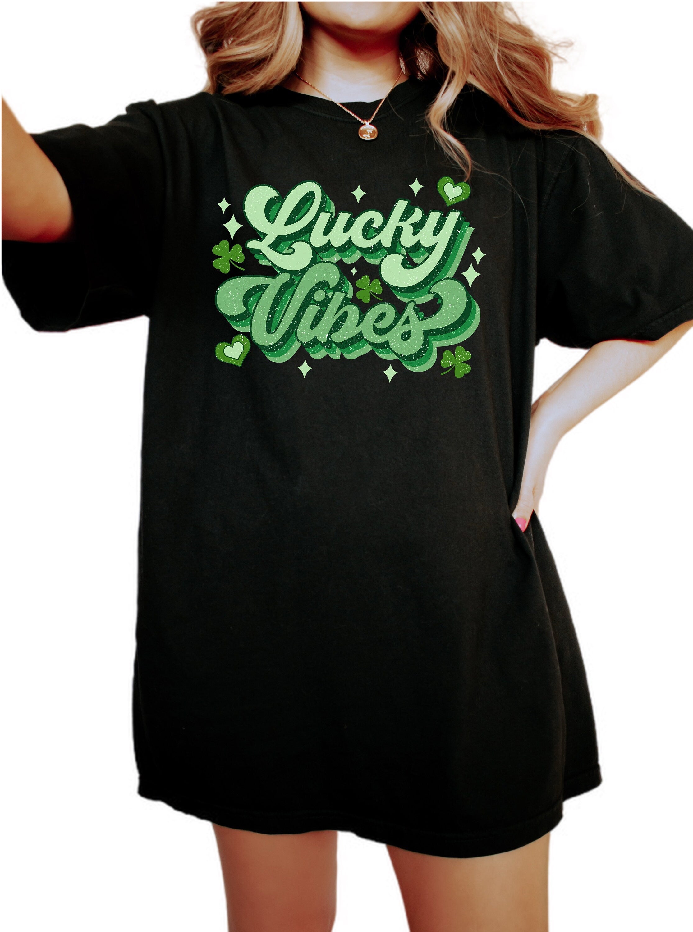 Retro St Patty's Day Vintage Washed Shirt, Lucky Vibes Shirt, Vintage St Patrick's Day Shirt, Day