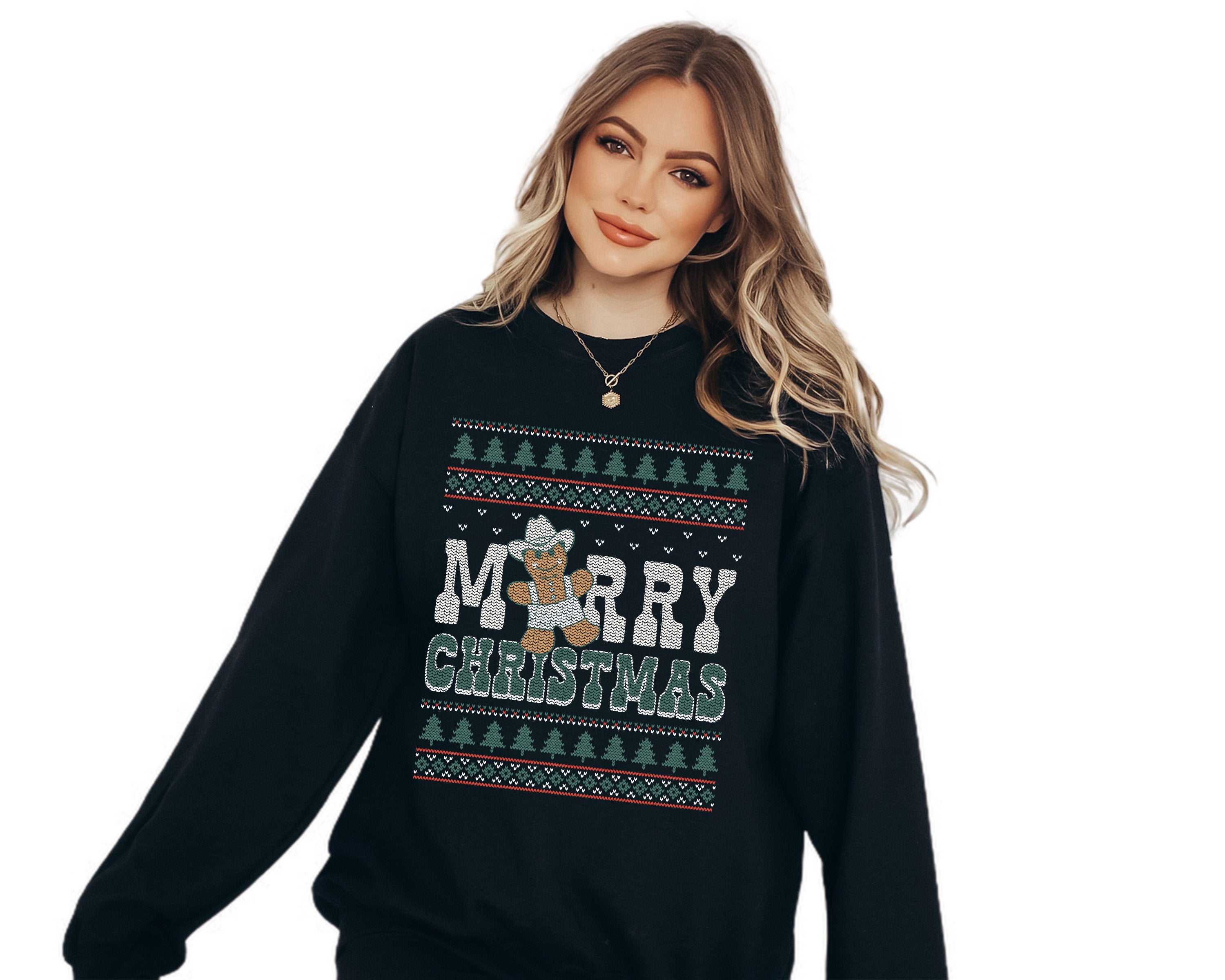 Merry Christmas Gingerbread Sweater, Vintage Christmas, Christmas Sweatshirt, Womens Cute Santa,