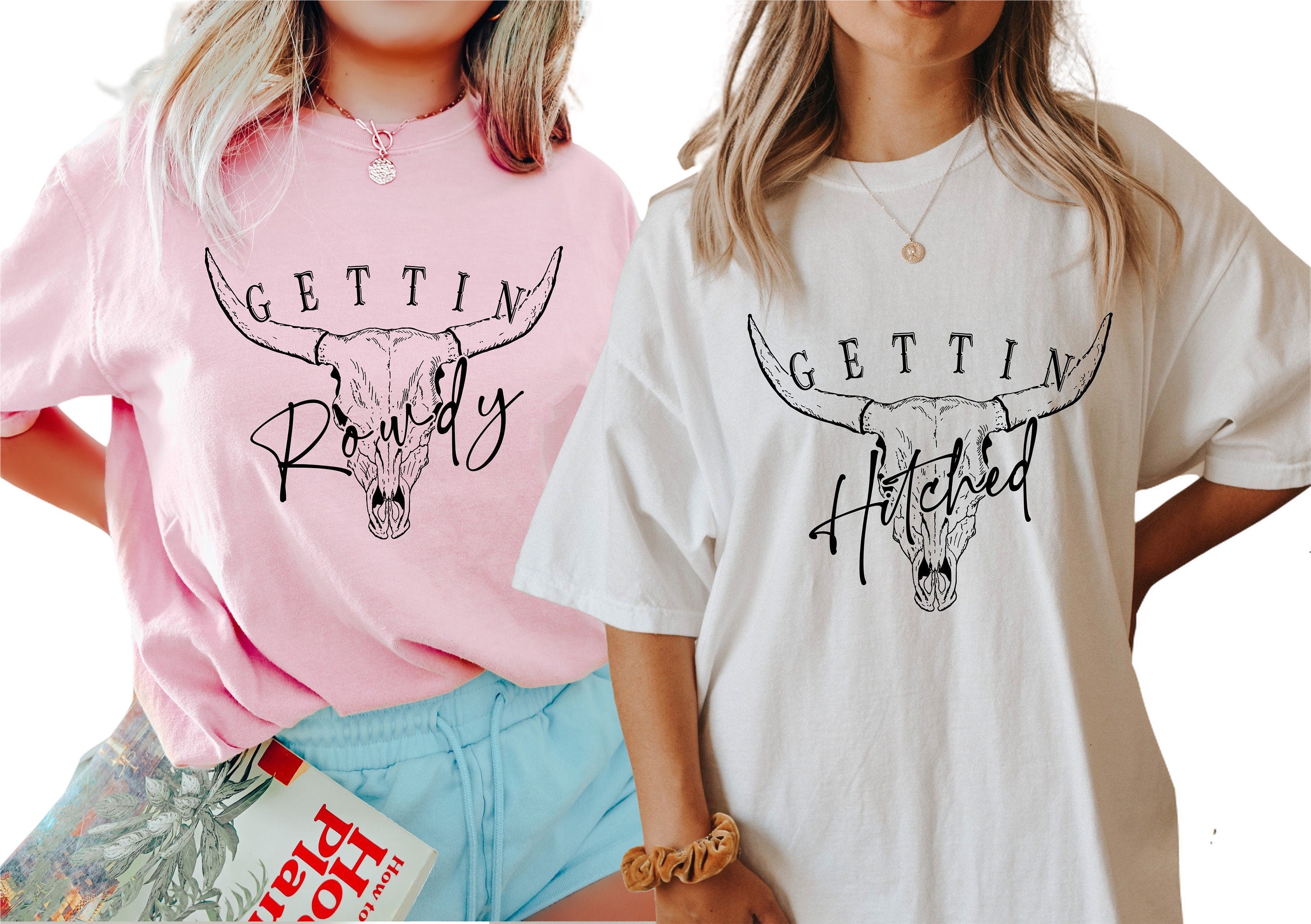 Vintage Washed Tee, Bachelorette Party Shirts, Western, Getting Hitched, Getting Rowdy, Retro