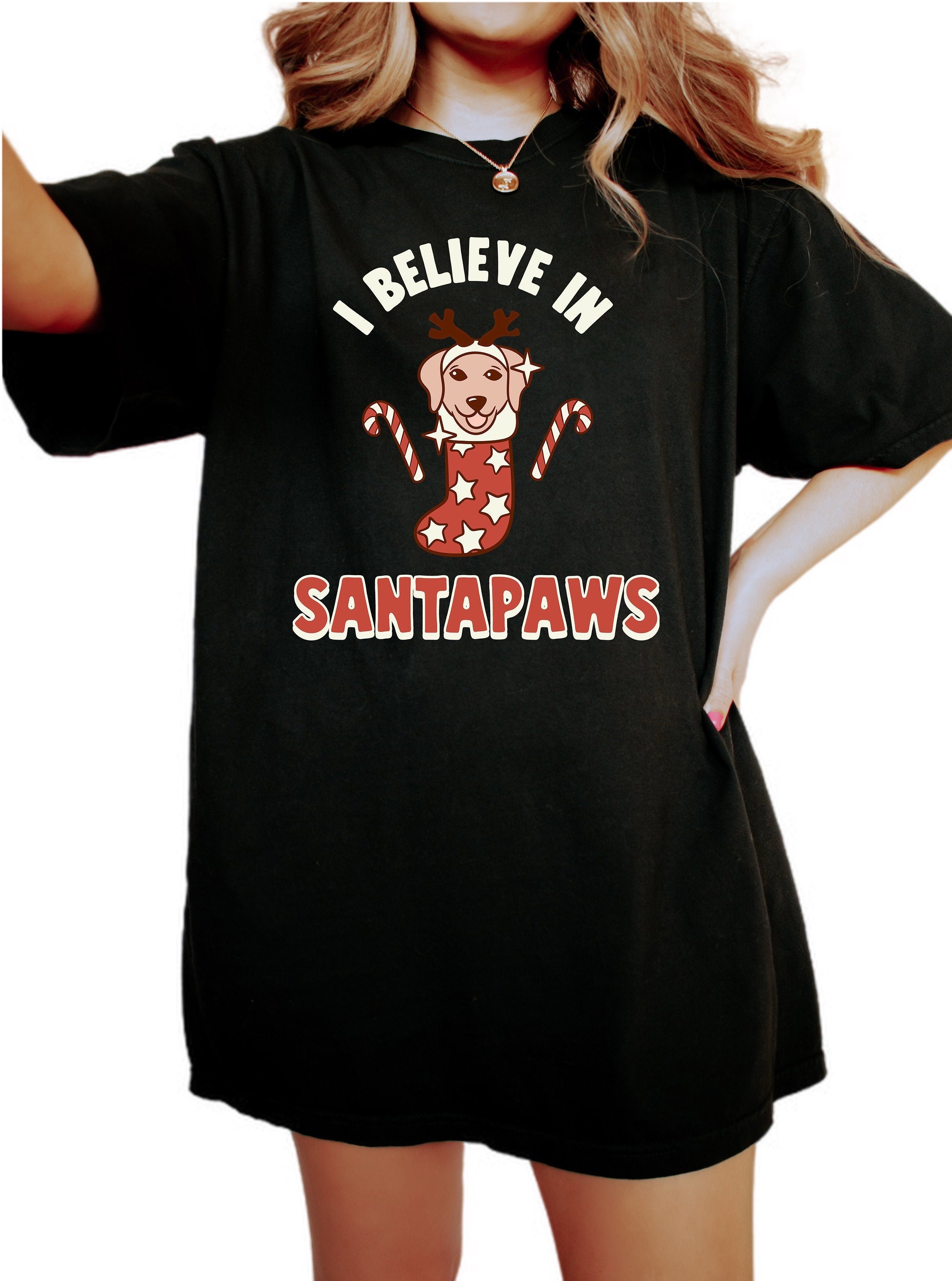 Retro Christmas Vintage Washed Shirt, I Believe in Santapaws Shirt, Vintage Santa Christmas Shirt,