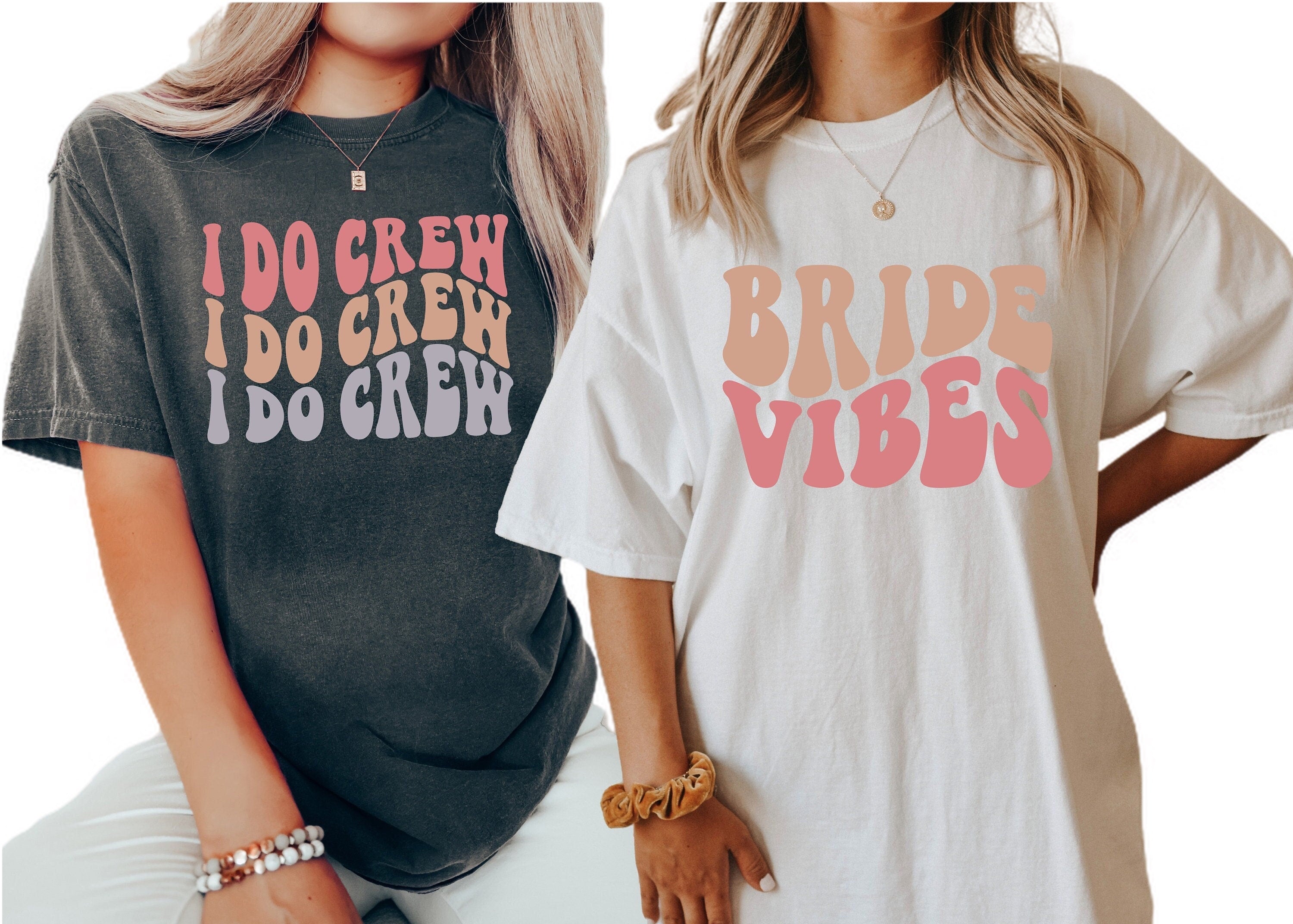 Vintage Washed Tee, Bachelorette Party Shirts, I Do Crew, Bride Vibes Boho T-Shirt, Retro Graphic