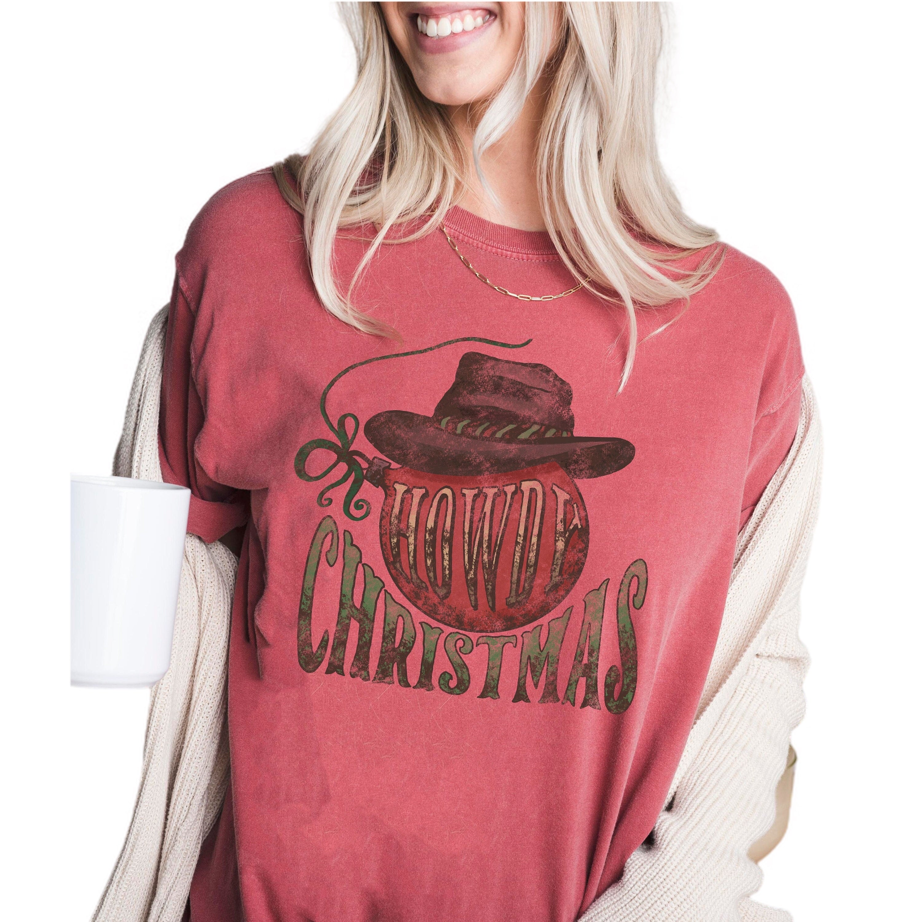 Retro Christmas Vintage Washed Shirt, Howdy Christmas Western Shirt, Vintage Santa Christmas Shirt,