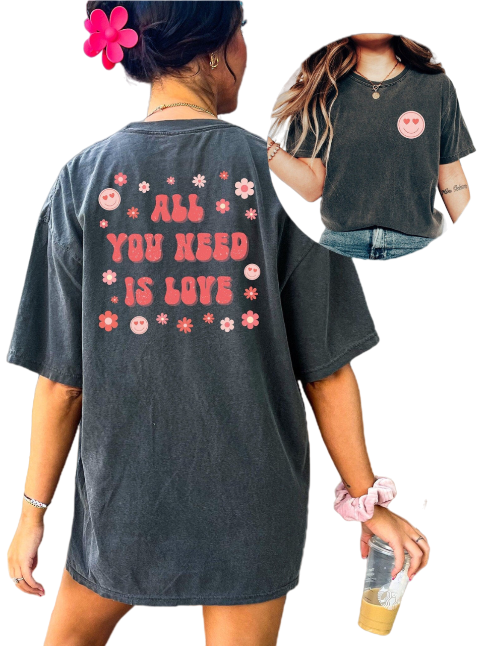 Retro Valentines Day Vintage Washed Shirt, All You Need Is Love  Shirt, Vintage Couples Shirt, Love