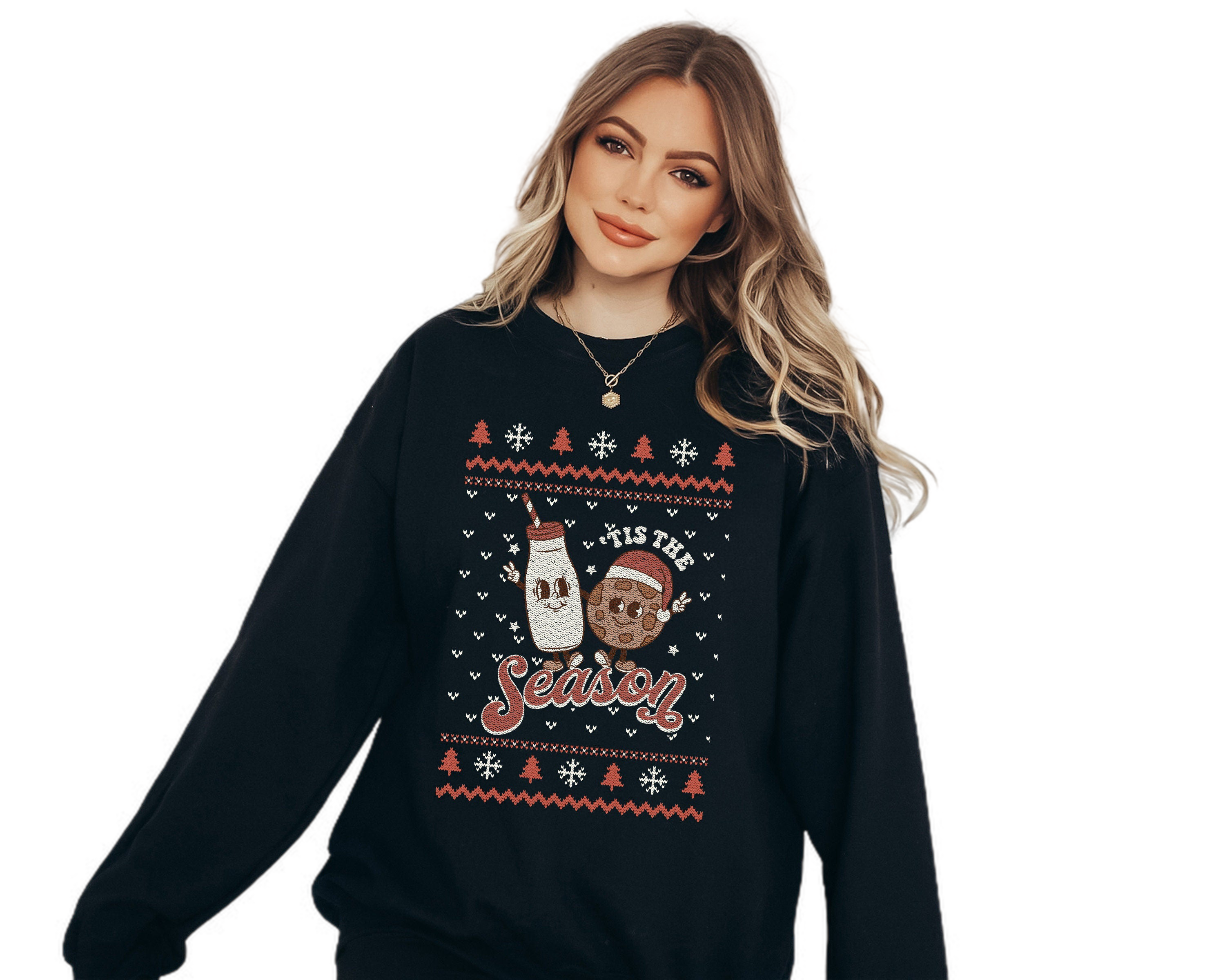 Tis The Season Santa Sweater, Vintage Christmas, Christmas Sweatshirt, Women's Cute Santa, Graphic Pullover, Ugly Christmas Sweater