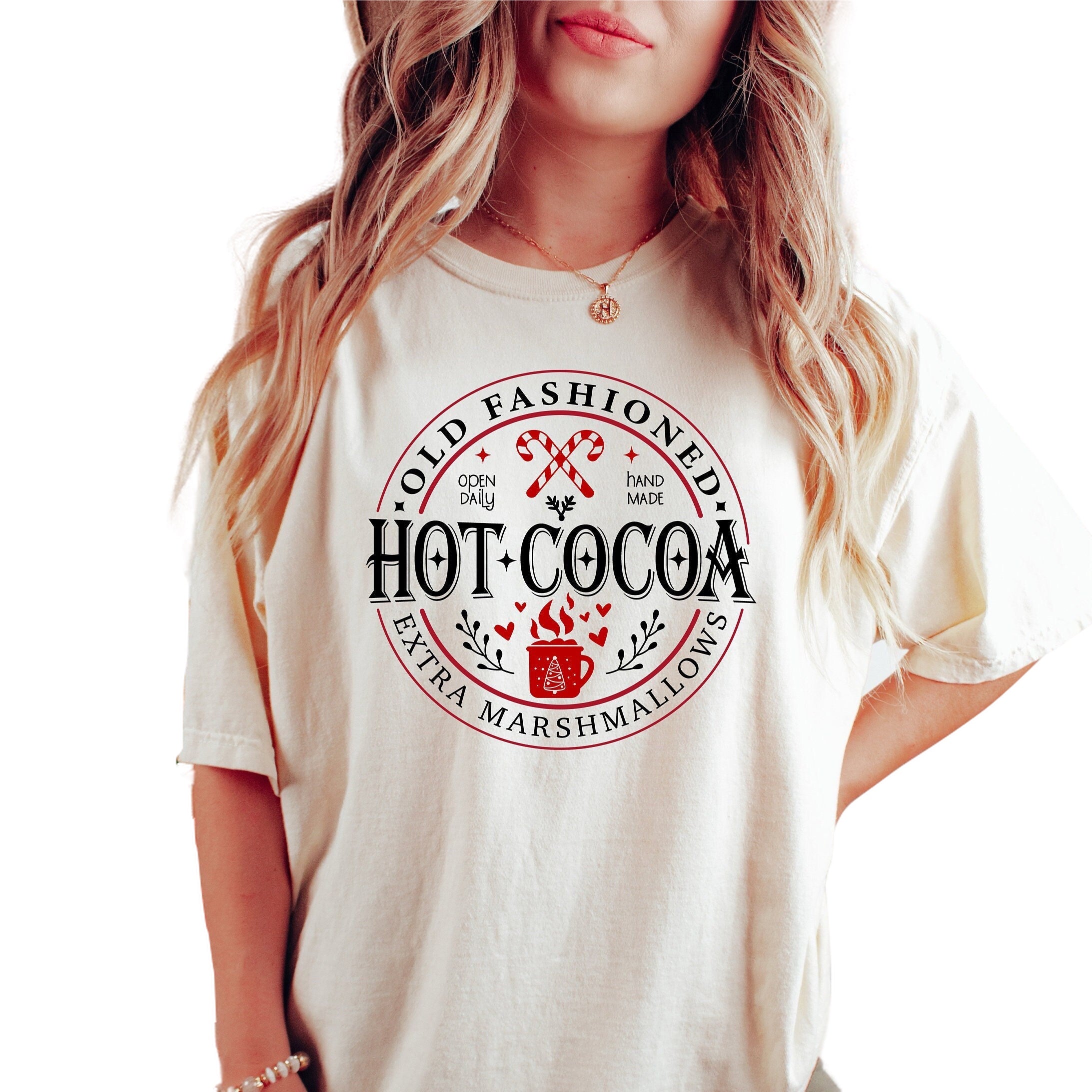 Retro Christmas Vintage Washed Shirt, Hot Cocoa Christmas Shirt, Vintage Santa Christmas Shirt,