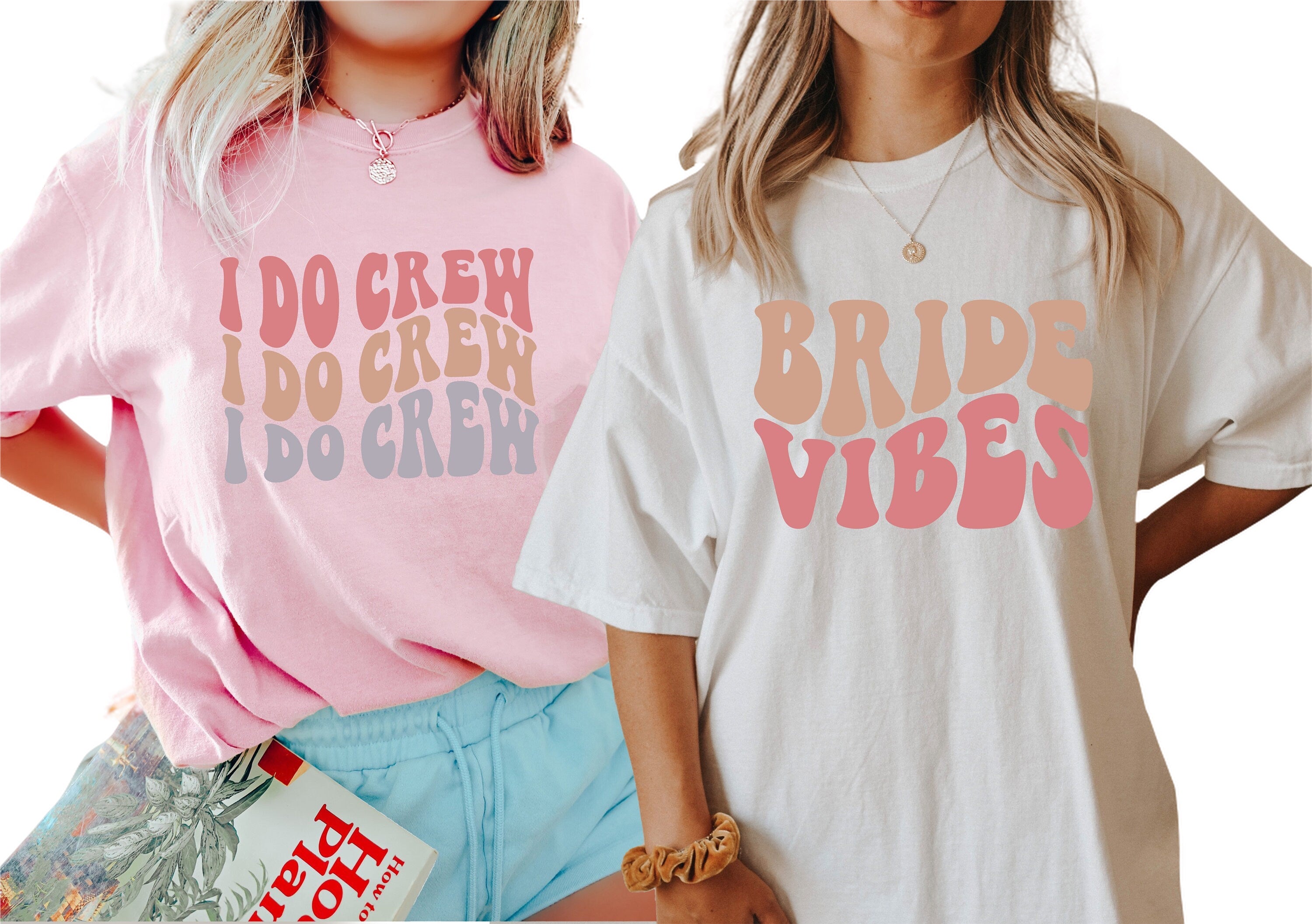 Vintage Washed Tee, Bachelorette Party Shirts, I Do Crew, Bride Vibes Boho T-Shirt, Retro Graphic