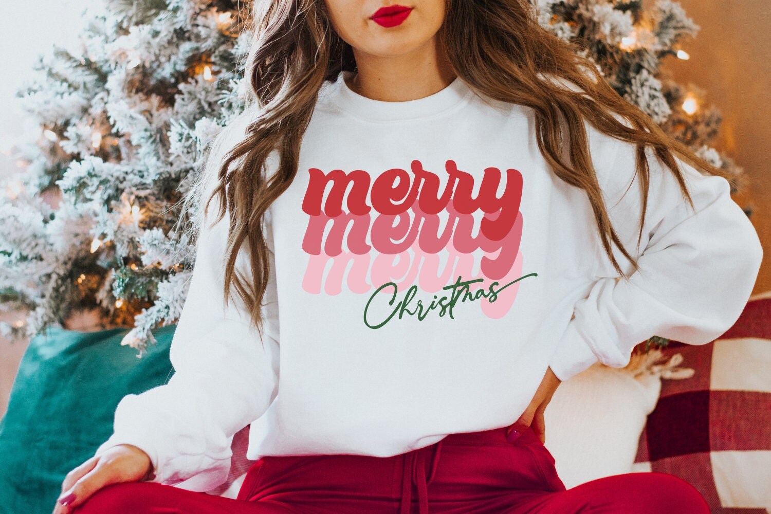 Merry Merry Christmas Sweatshirt, Gildan Sweatshirt, Merry Merry Retro Vintage Sweatshirt, Holiday Outfit, Christmas Party, Christmas Gift