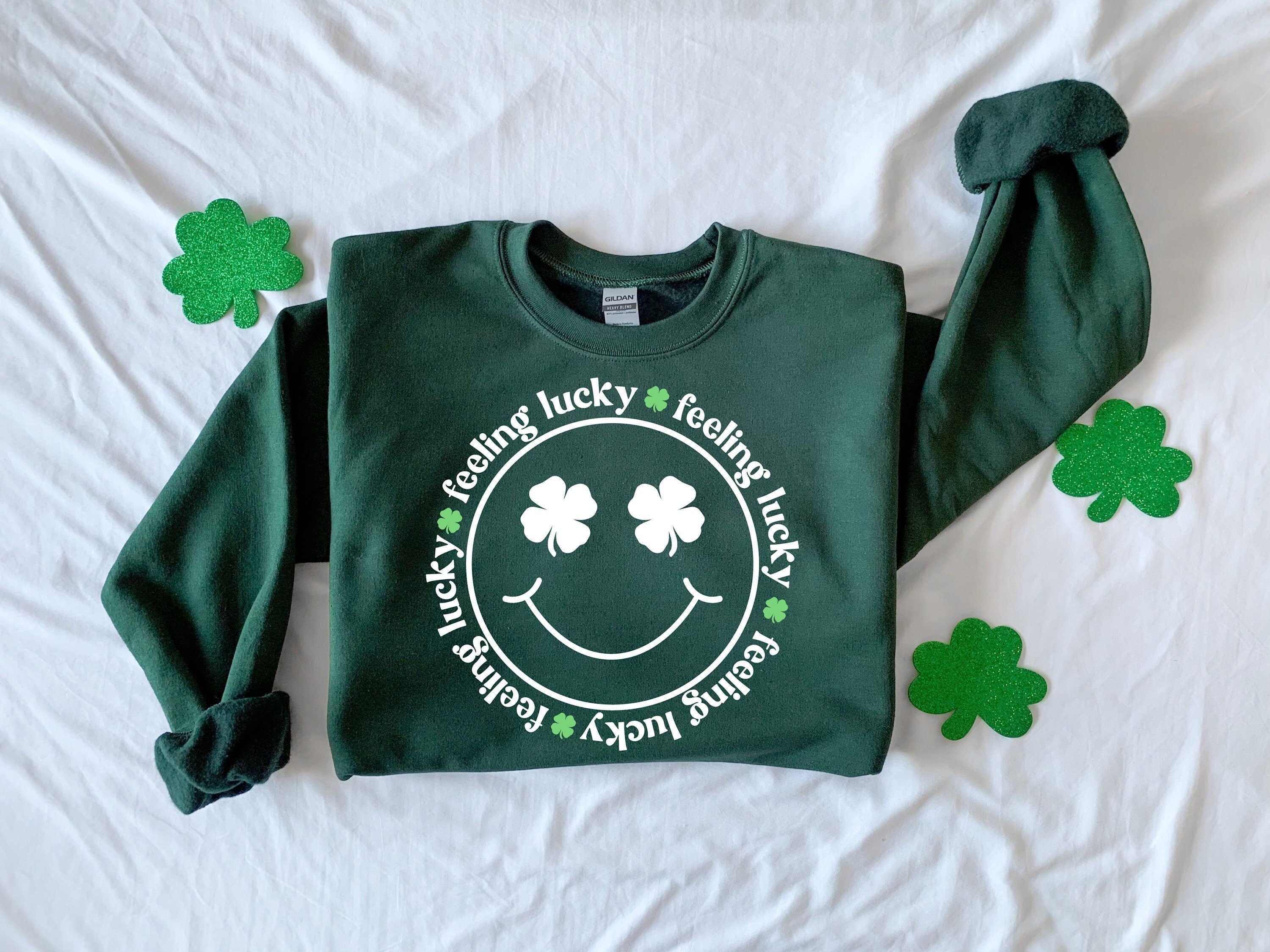 Feeling Lucky Sweatshirt, Lucky Clover Sweater, St Patricks Day Sweatshirt, Lucky Pullover, Womens Lucky Sweatshirt, Feeling Lucky Crewneck