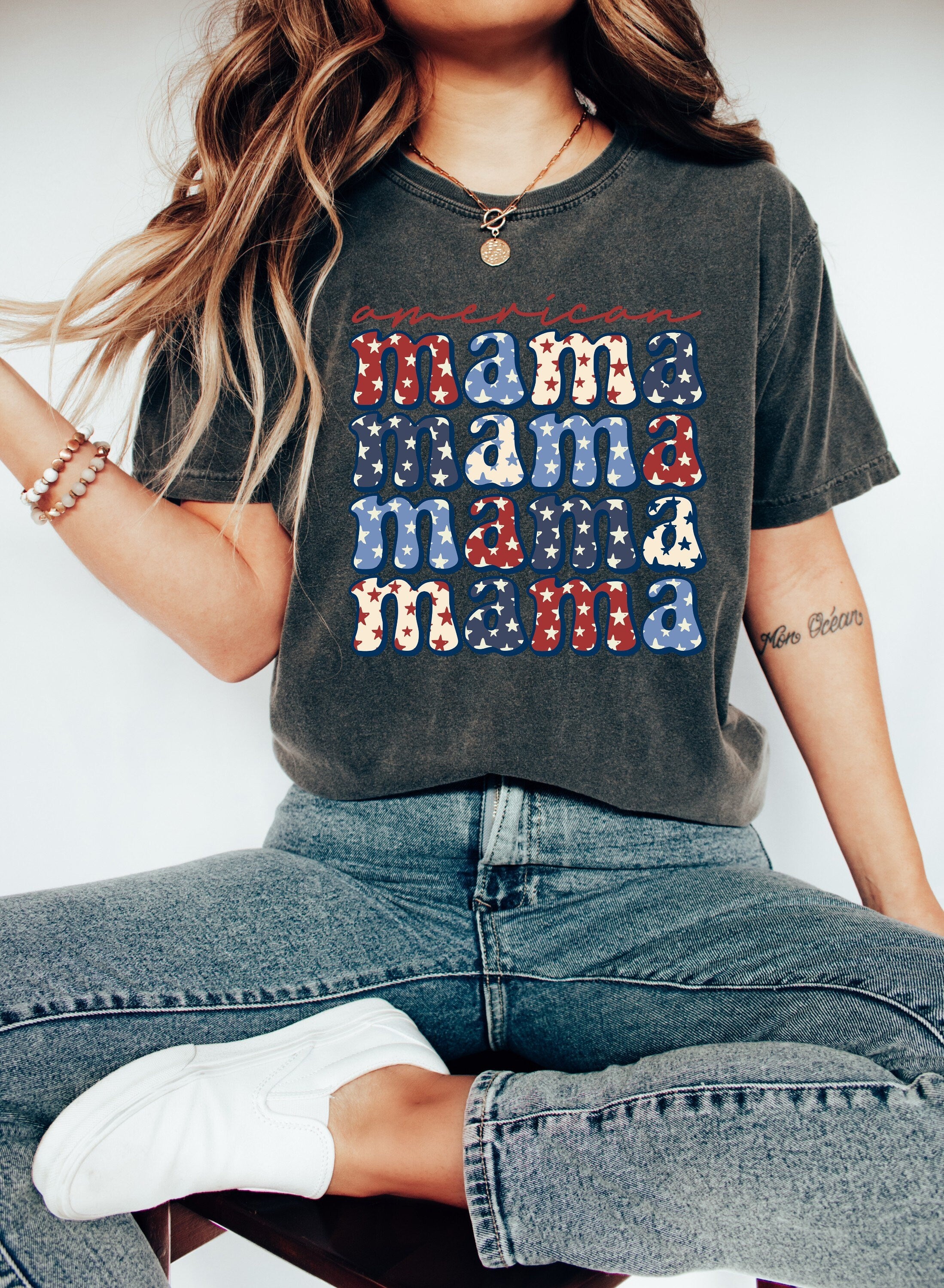 Retro American Mama Shirt, 4th of July tee, Retro funny fourth shirt, Womens 4th of July shirt, America Patriotic Shirt, Independence Day
