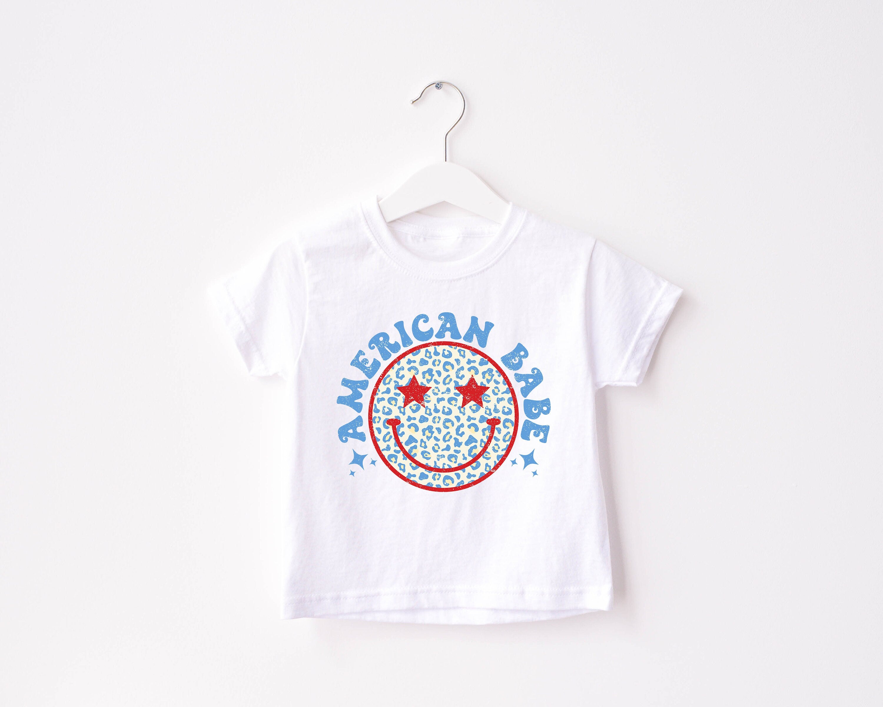 Retro Smiley American Babe USA shirt, 4th of July, Retro fourth shirt, Youth 4th of July shirt, America Patriotic Shirt, Toddler & Infant