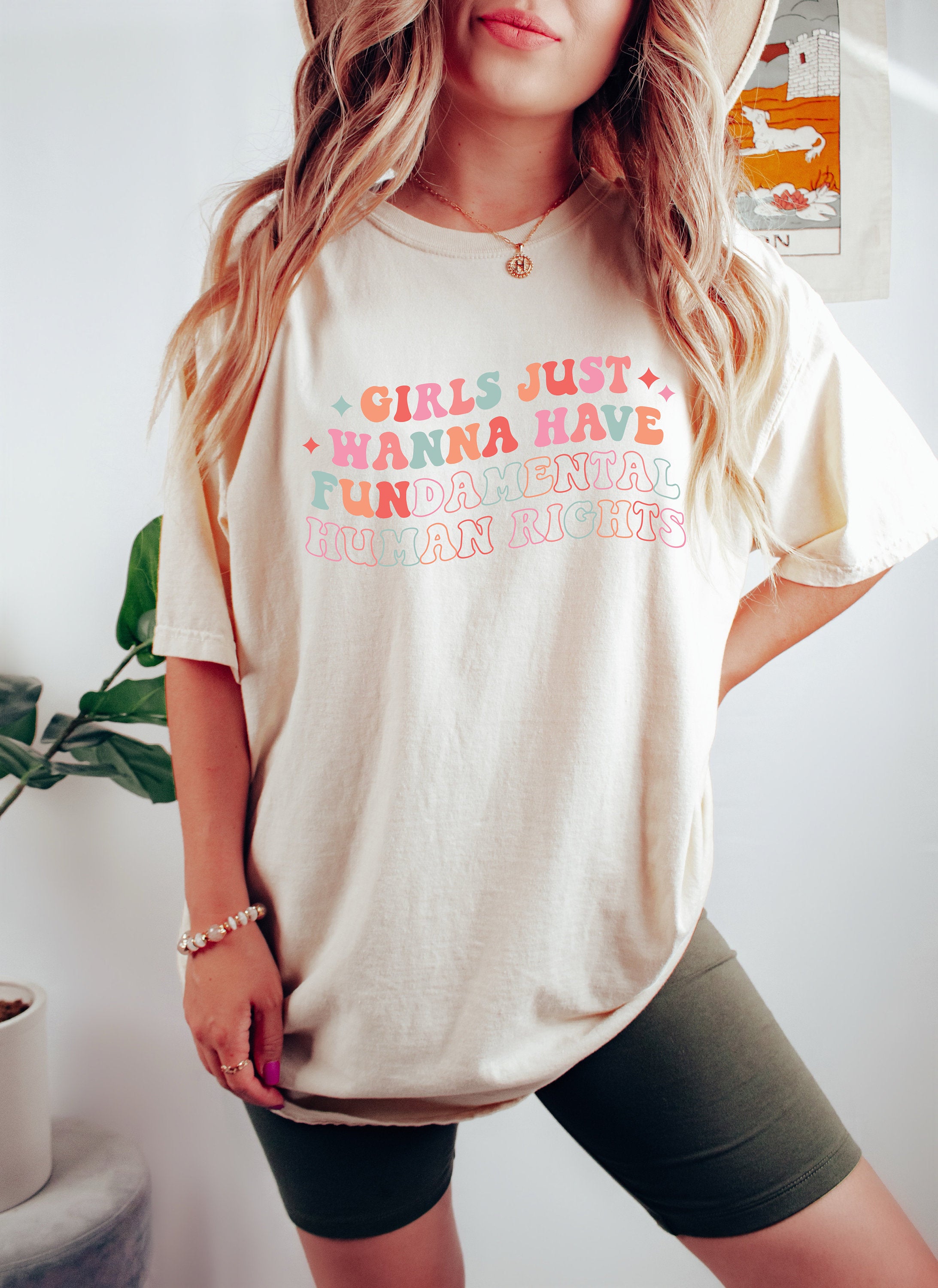 Comfort Colors Tee, Girls Just Wanna Have Fundamental Human Rights Shirt, Womens Rights Tee, Pro Choice, Equality Clothing, Feminism Top