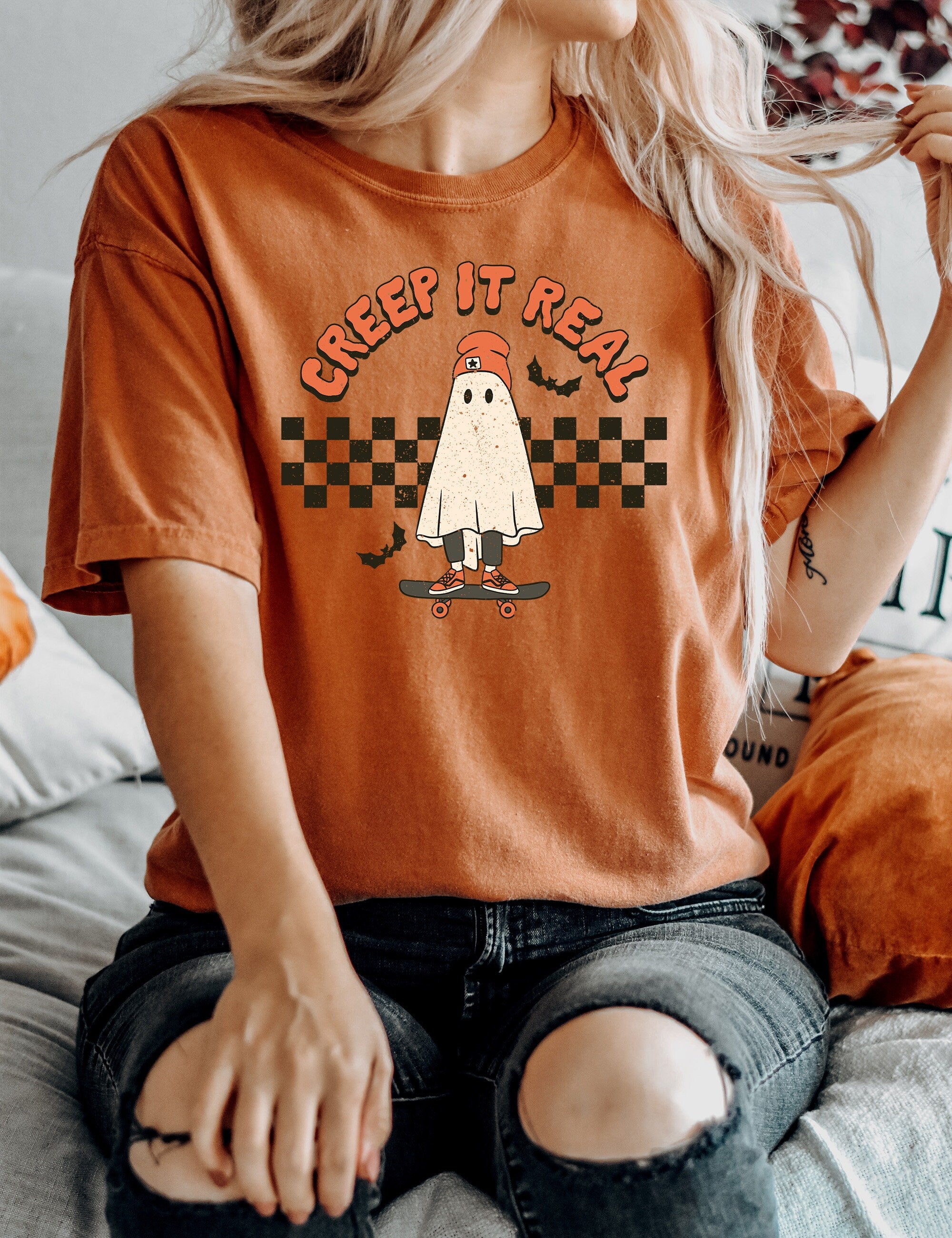 Retro Halloween Comfort Colors shirt, Creep it Real Shirt, Vintage Ghost Halloween Shirt, Witch Shirt, Retro Fall Shirt, Fall Shirt