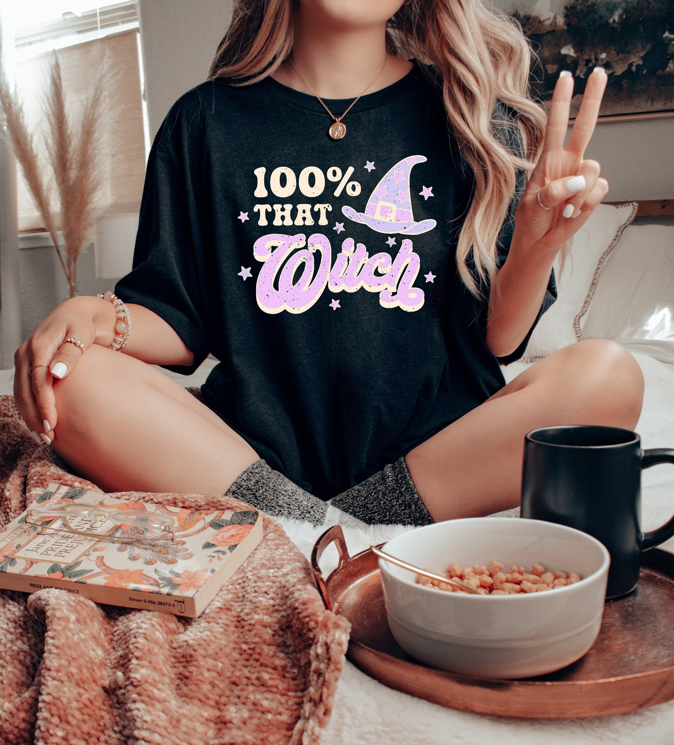 100% That Witch Halloween Sweatshirt, Spooky Mom Shirt, Vintage Sweater, Mama Shirt, Womens Cute Pumpkin Halloween Sweater, Black Sweatshirt