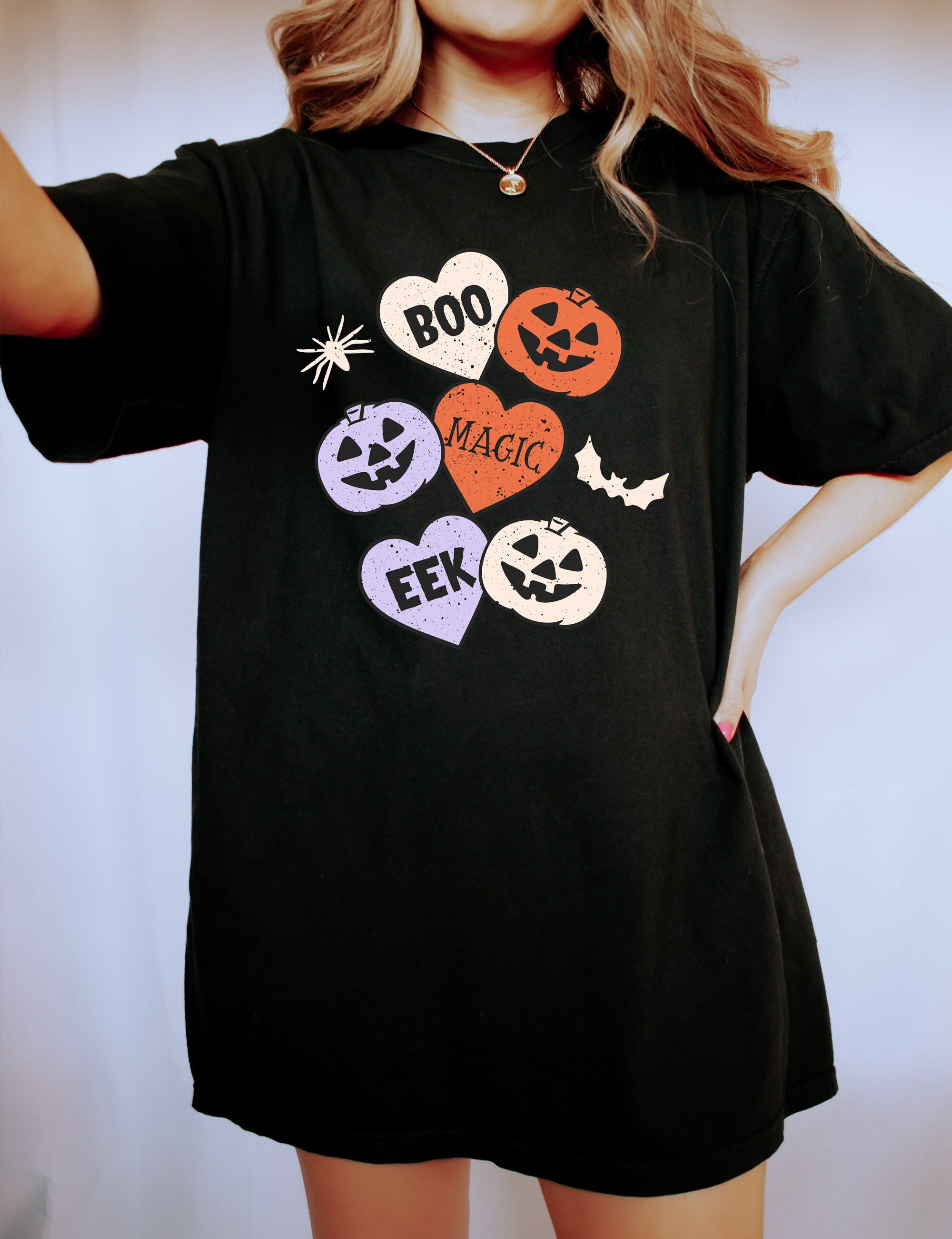 Retro Halloween Comfort Colors shirt, Boo Magic EEK Shirt, Pumpkins, Bats, and Ghosts, Vintage Shirt, Witch Shirt, Fall Shirt, Fall Tee