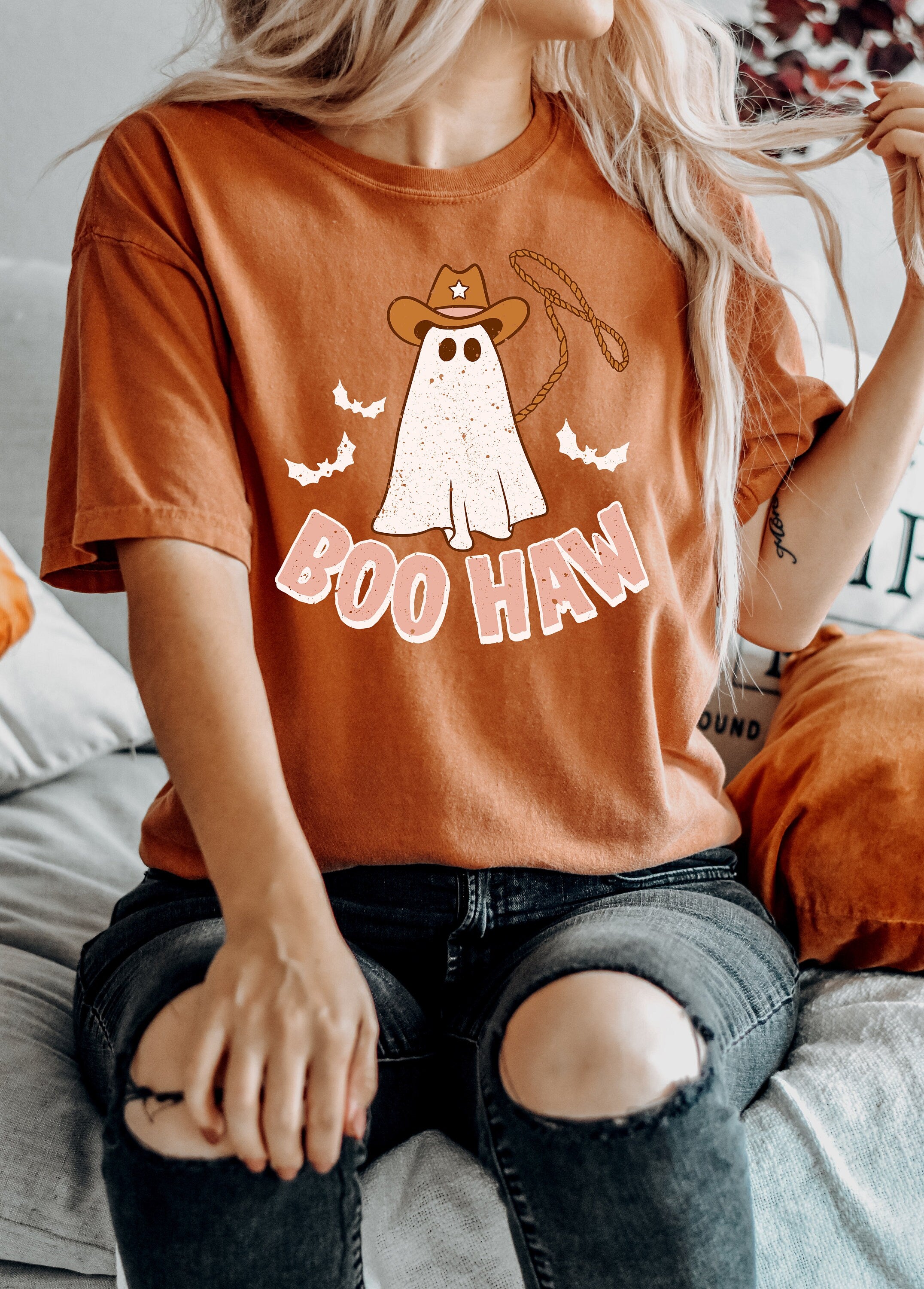 Retro Halloween Comfort Colors Shirt, Boo Haw Western Shirt, Vintage Ghost Halloween Shirt, Witch Shirt, Retro Fall Shirt, Fall Shirt