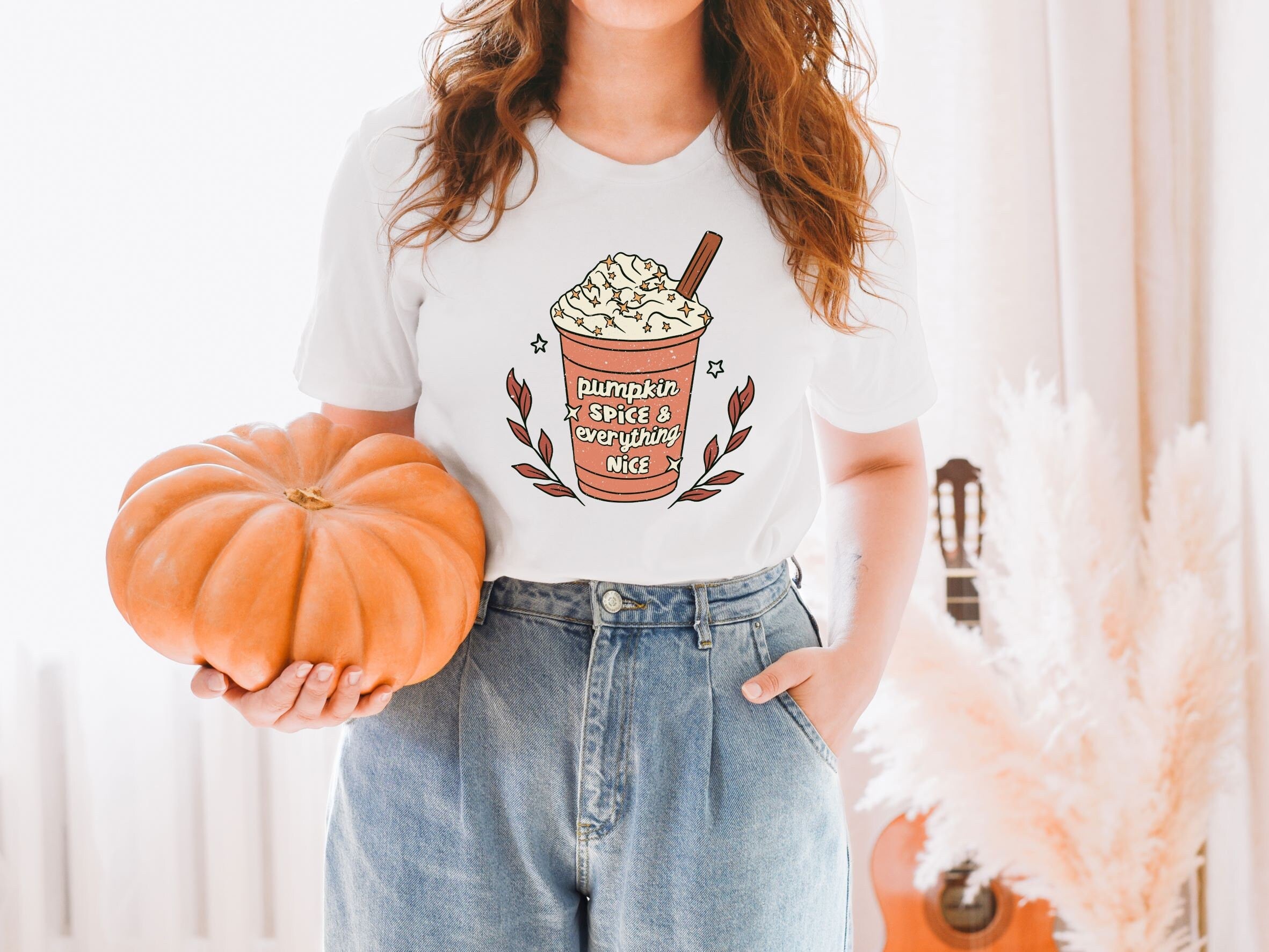 Pumkin Spice and Everything Nice Halloween Sweatshirt, Spooky Mom Shirt, Vintage Sweater, Mama Shirt, Womens Cute Pumpkin Halloween Sweater