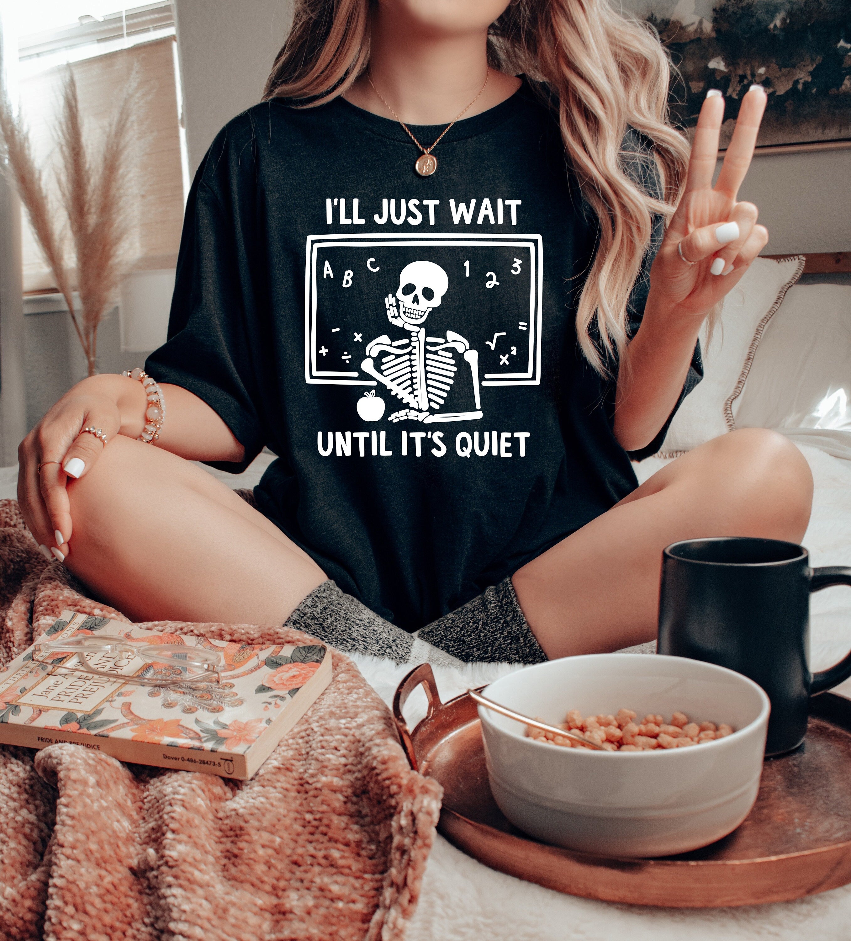 I'll Wait Till It's Quiet  Halloween Sweatshirt, Spooky Teacher Shirt, Vintage Sweater, Mama Shirt, Womens Cute Pumpkin Halloween Sweater